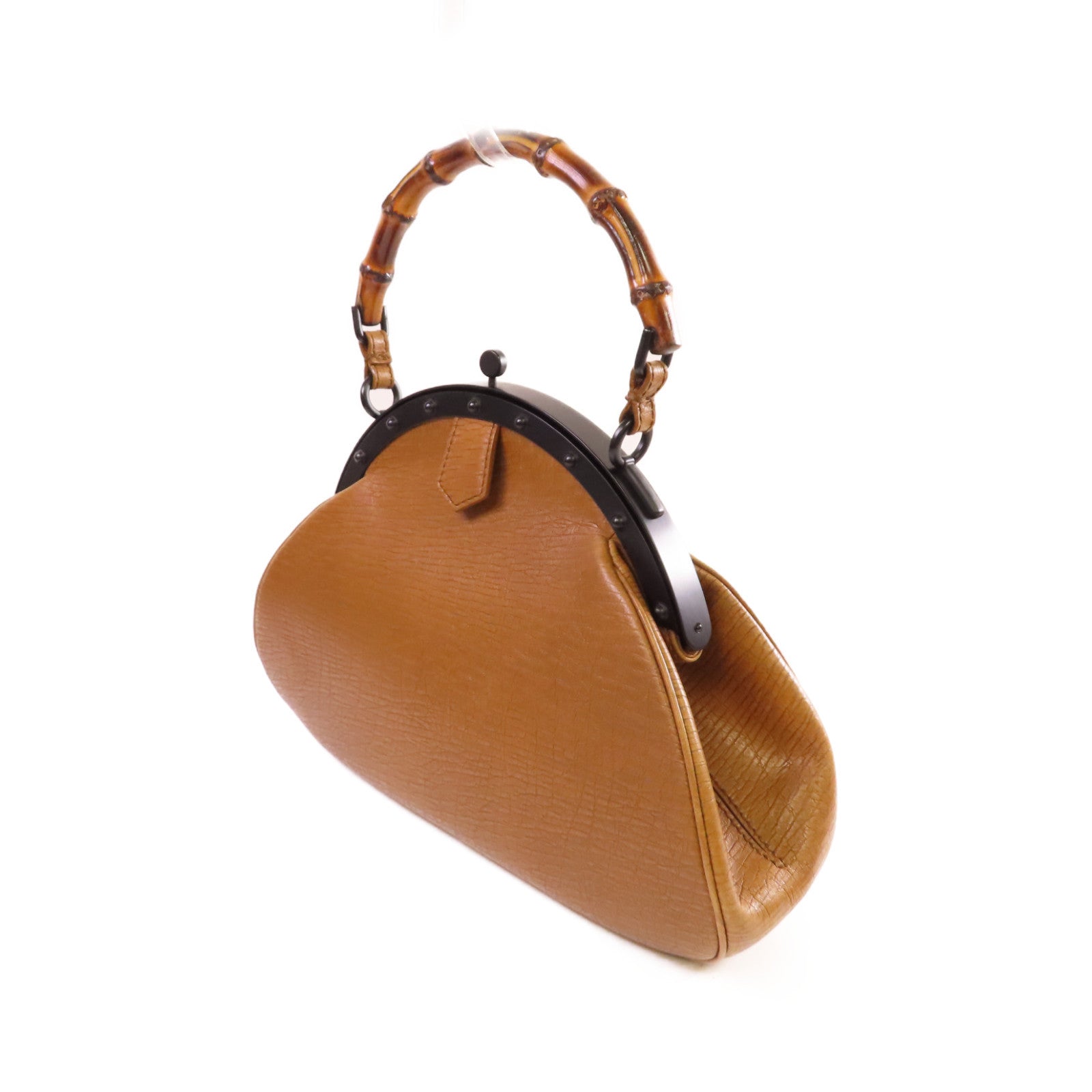 GUCCI 牛皮皮革Bamboo Handbag手挽袋啡色/黑色