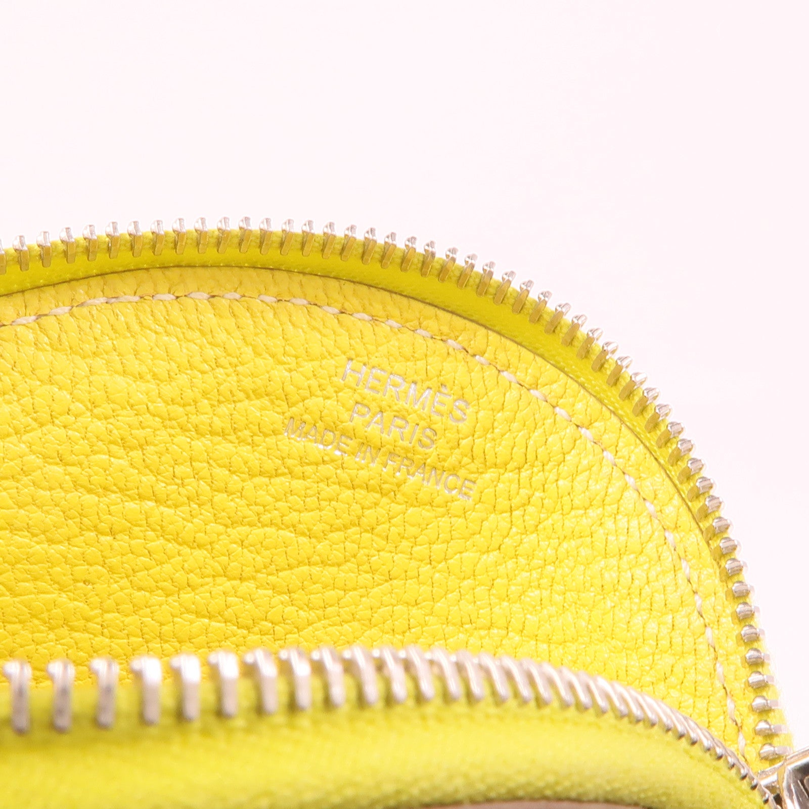 HERMES Chevre皮革Tutti Frutti Coin Case銀扣零錢包Lime/Canopee