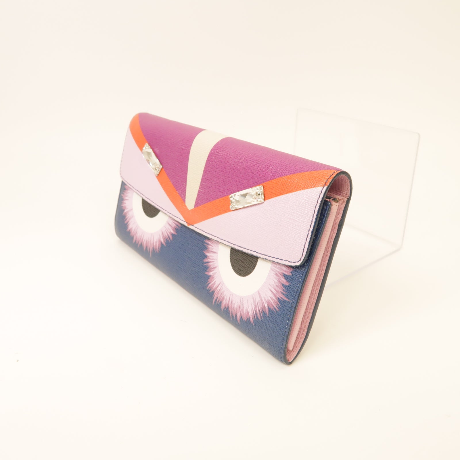FENDI 【激減優惠】塗層帆布Long Wallet金扣長錢包藍色/粉紅色/紫色
