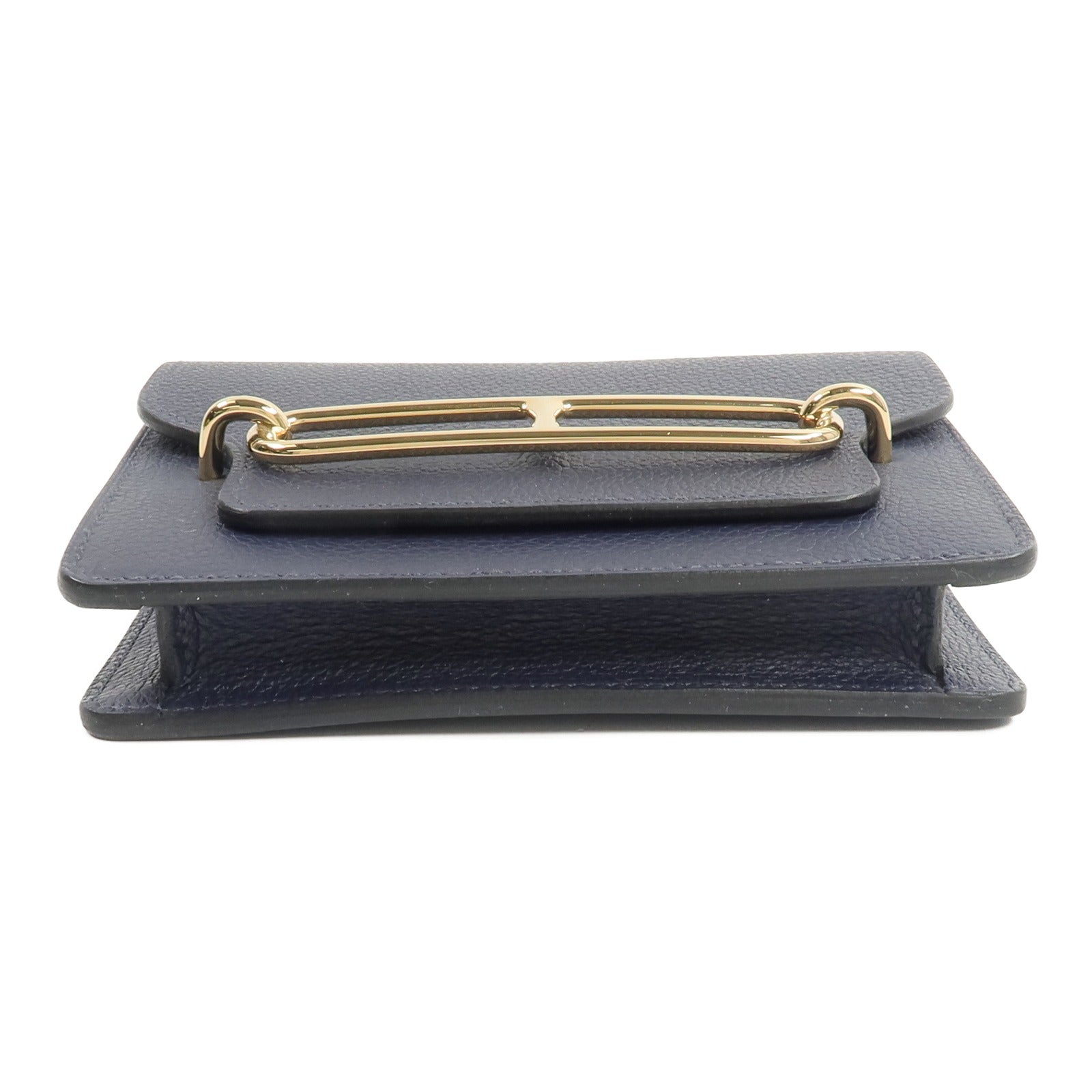 HERMES 【激減優惠】Evercolor皮革Roulis Slim Wallet錢包Bleu Nuit