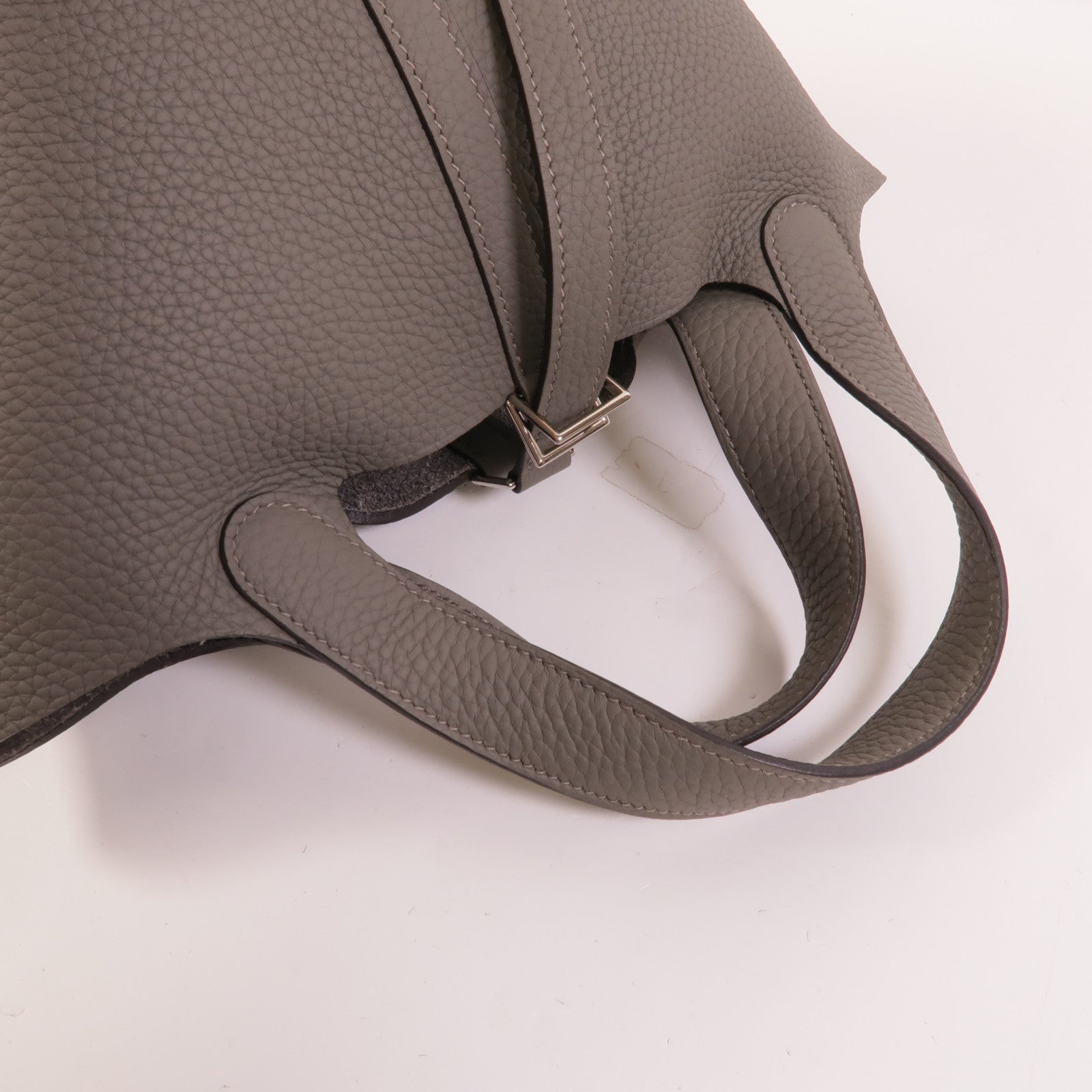 HERMES Clemence皮革Picotin PM手挽袋Gris Meyer