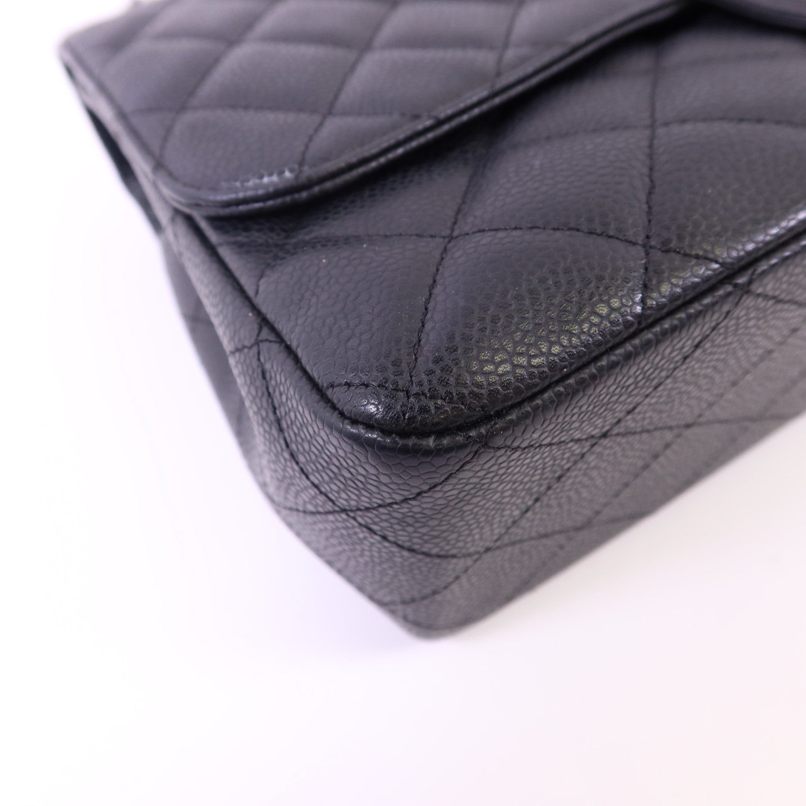 CHANEL 牛皮皮革Large Classic銀扣鏈帶肩背袋