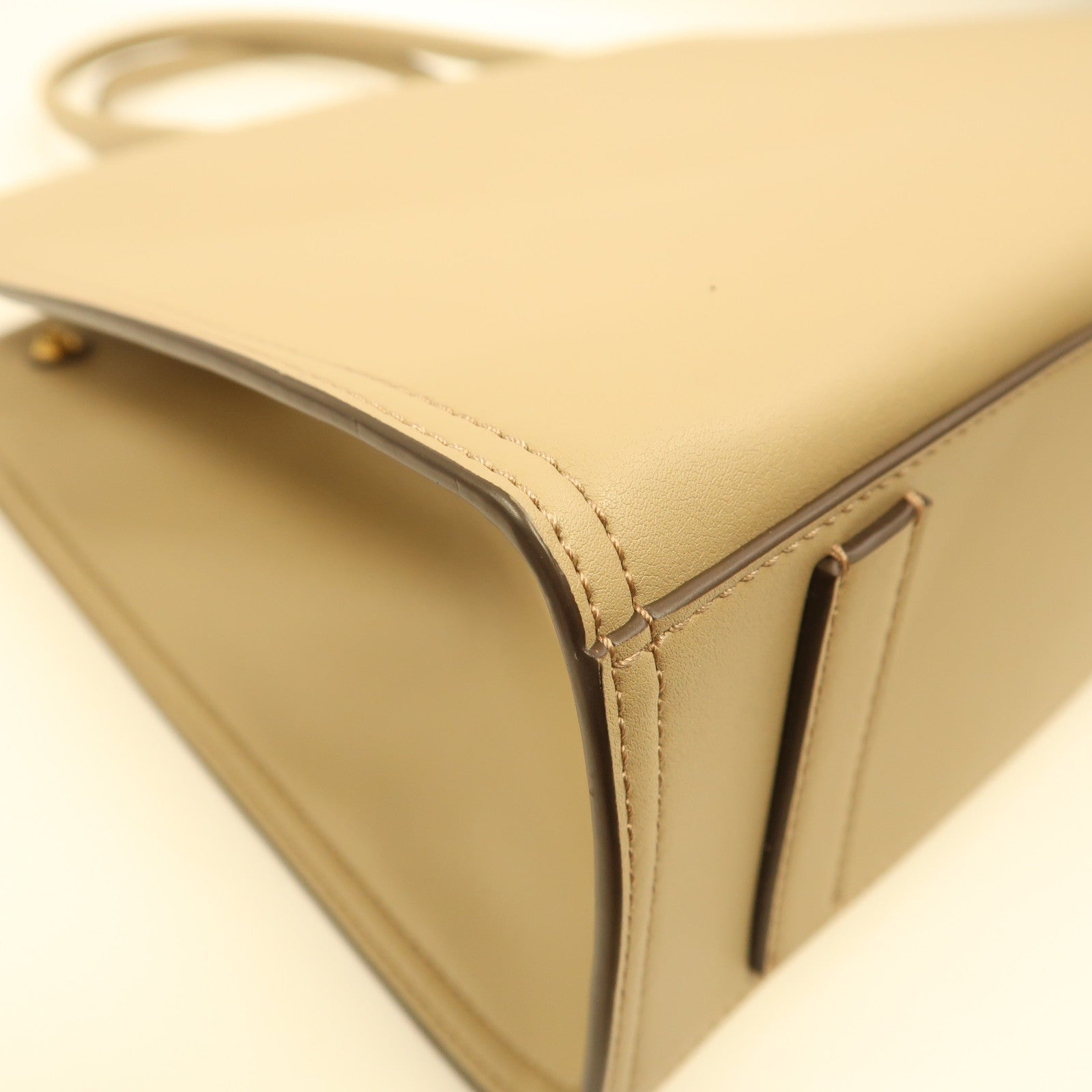 Tory Burch 牛皮皮革Shoulder Bag金扣手挽肩背兩用袋奶茶色