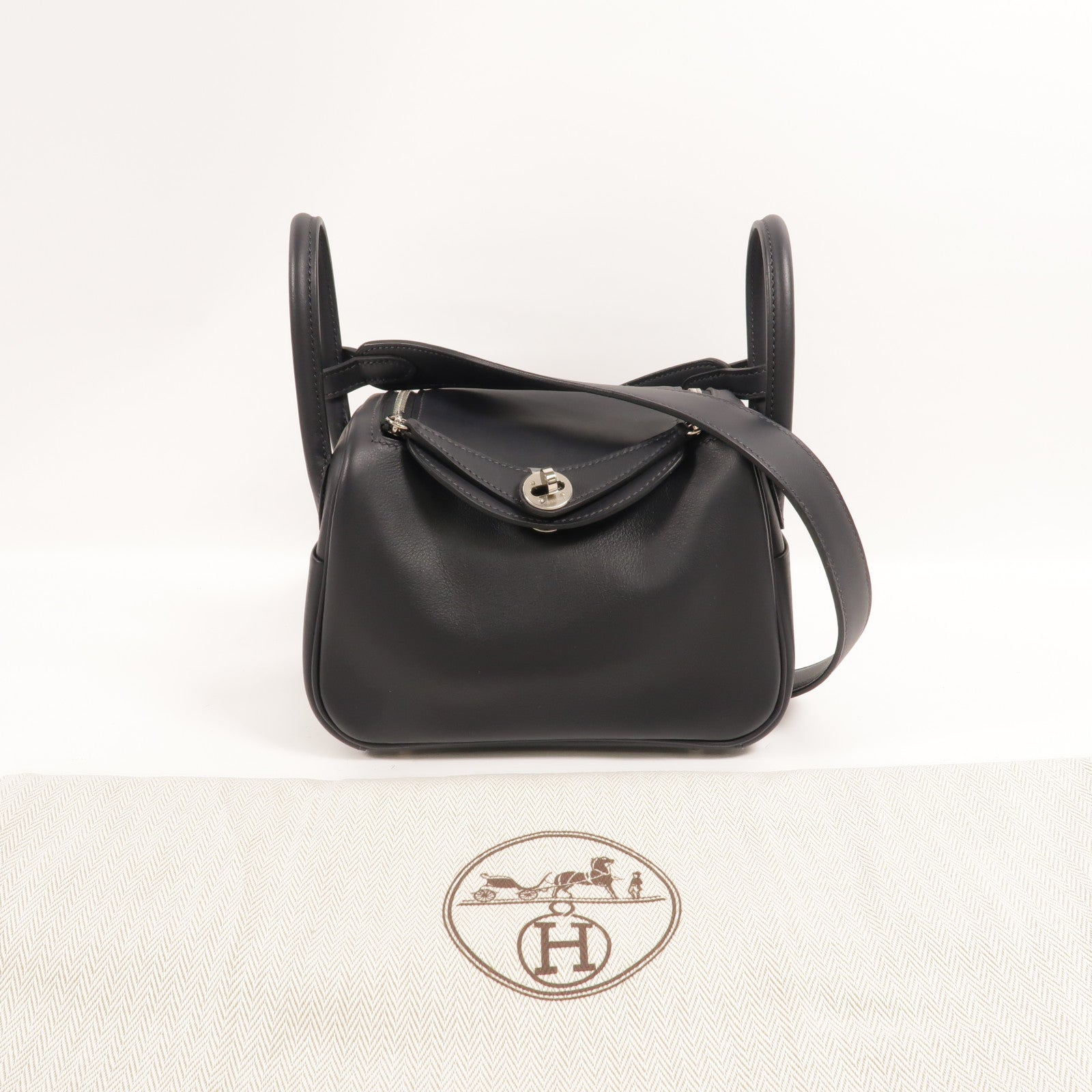 HERMES Swift皮革Mini Lindy金扣手挽肩背兩用袋Caban/Vert Vertigo