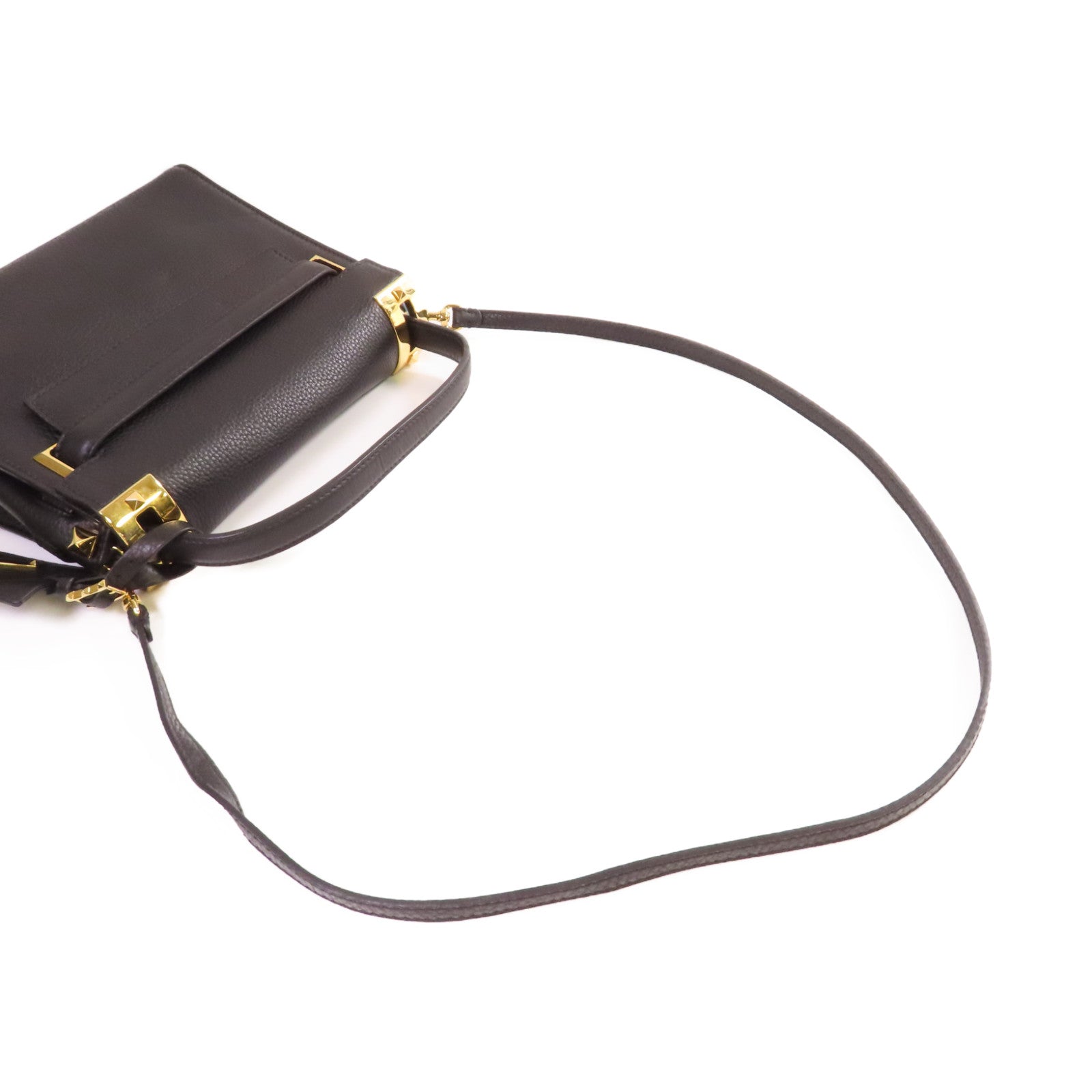 Valentino 牛皮皮革2Way Shoulder Bag金扣手挽肩背兩用袋黑色