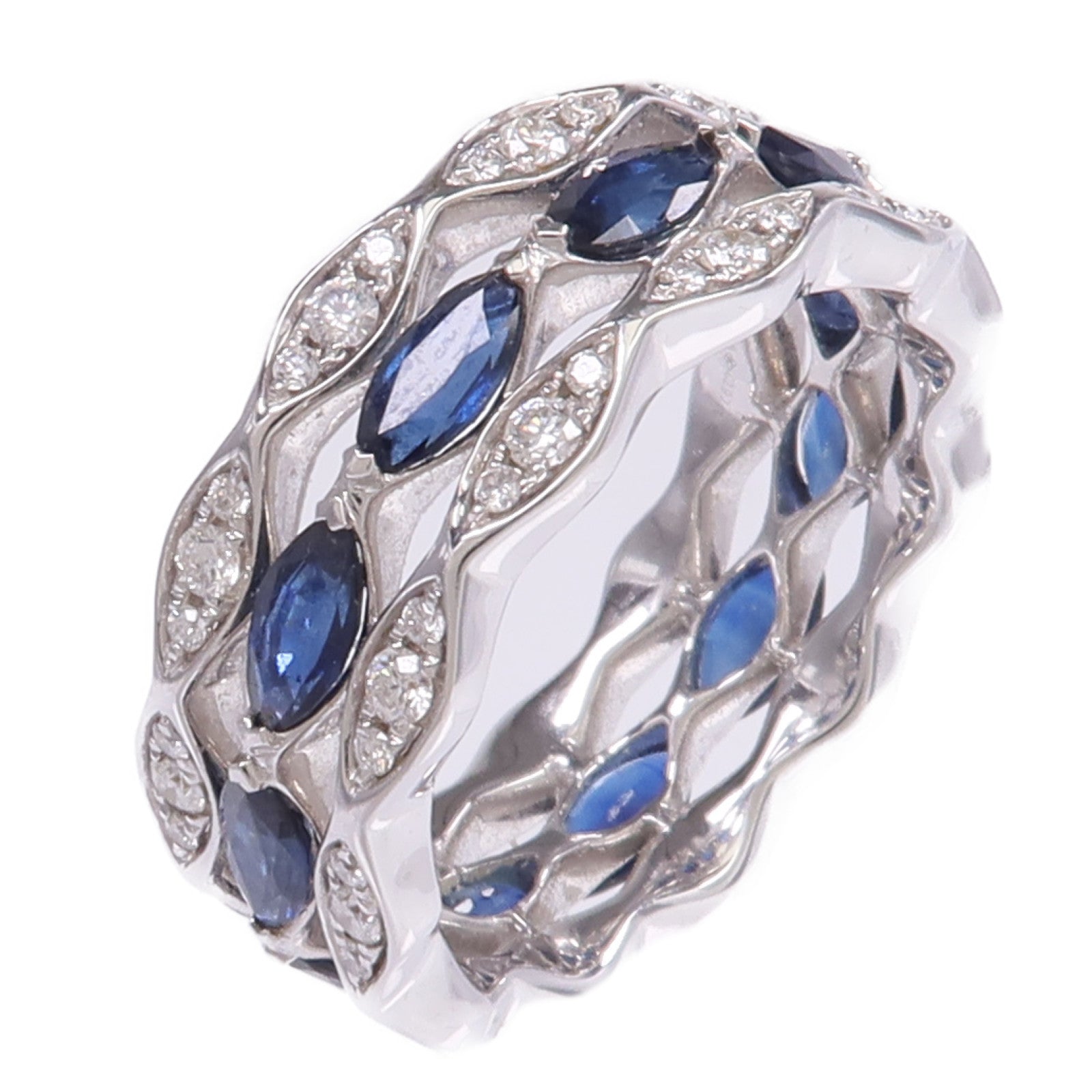 JEWELRY 18K白金Sapphire Diamond Ring藍寶石/鑽石戒指US#8.75