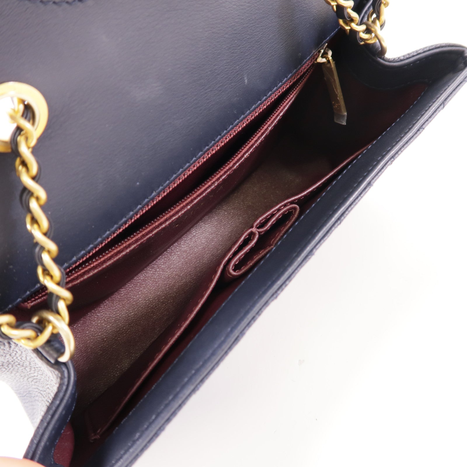 CHANEL 牛皮皮革Chain Shoulder金扣鏈帶肩背袋