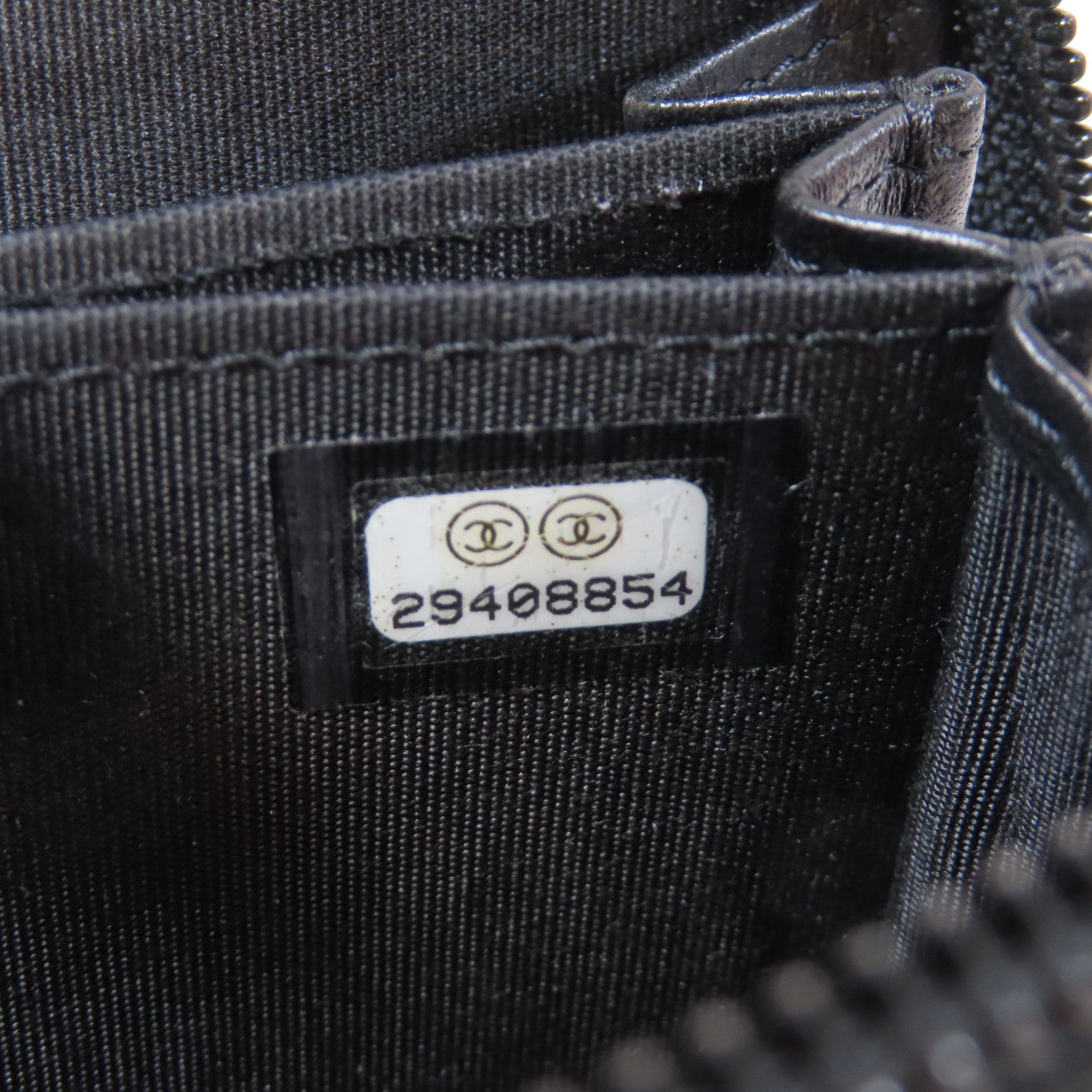 CHANEL 菱格羊皮皮革Card Case銀扣卡片套黑色