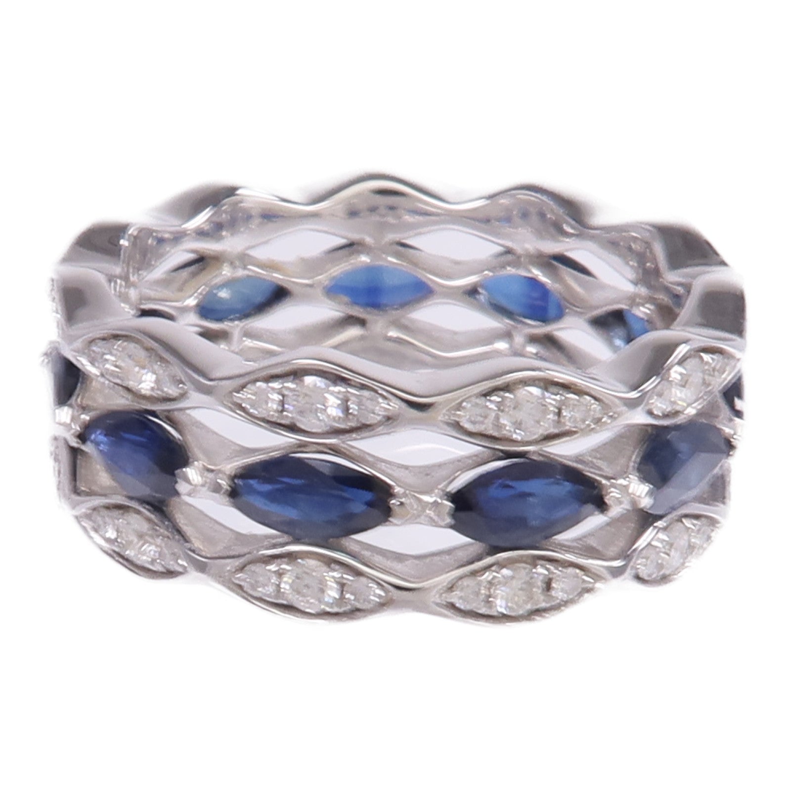 JEWELRY 18K白金Sapphire Diamond Ring藍寶石/鑽石戒指US#8.75