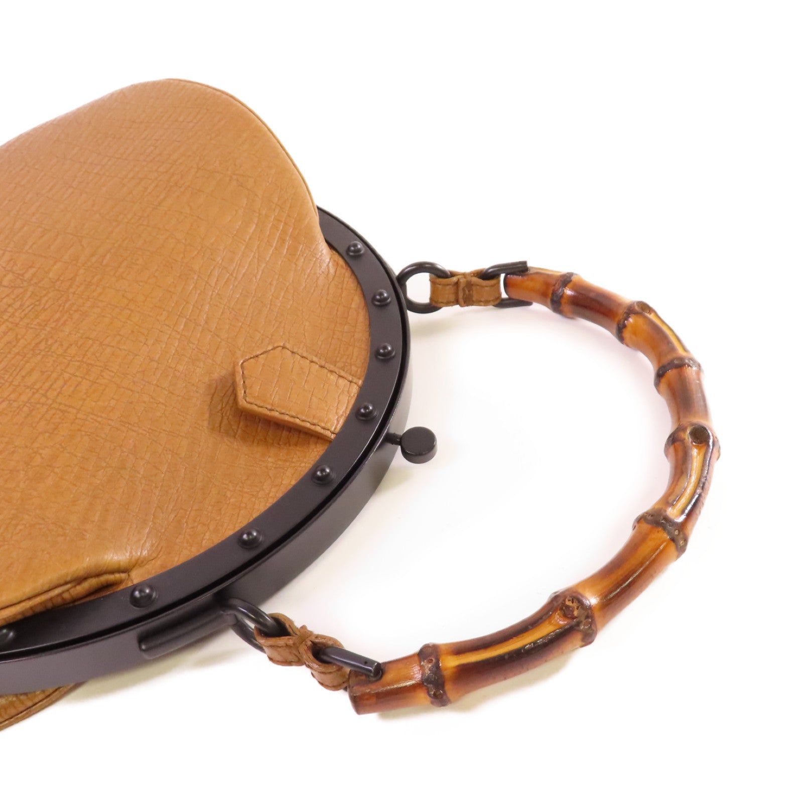 GUCCI 牛皮皮革Bamboo Handbag手挽袋啡色/黑色