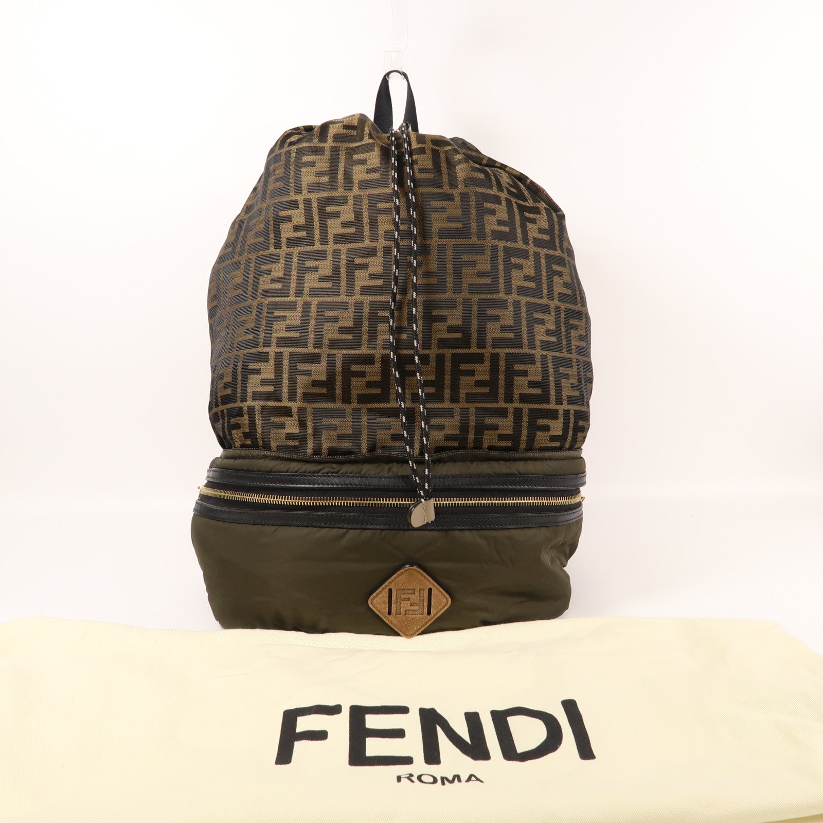 FENDI Waist Bag Backpack Nylon Brown