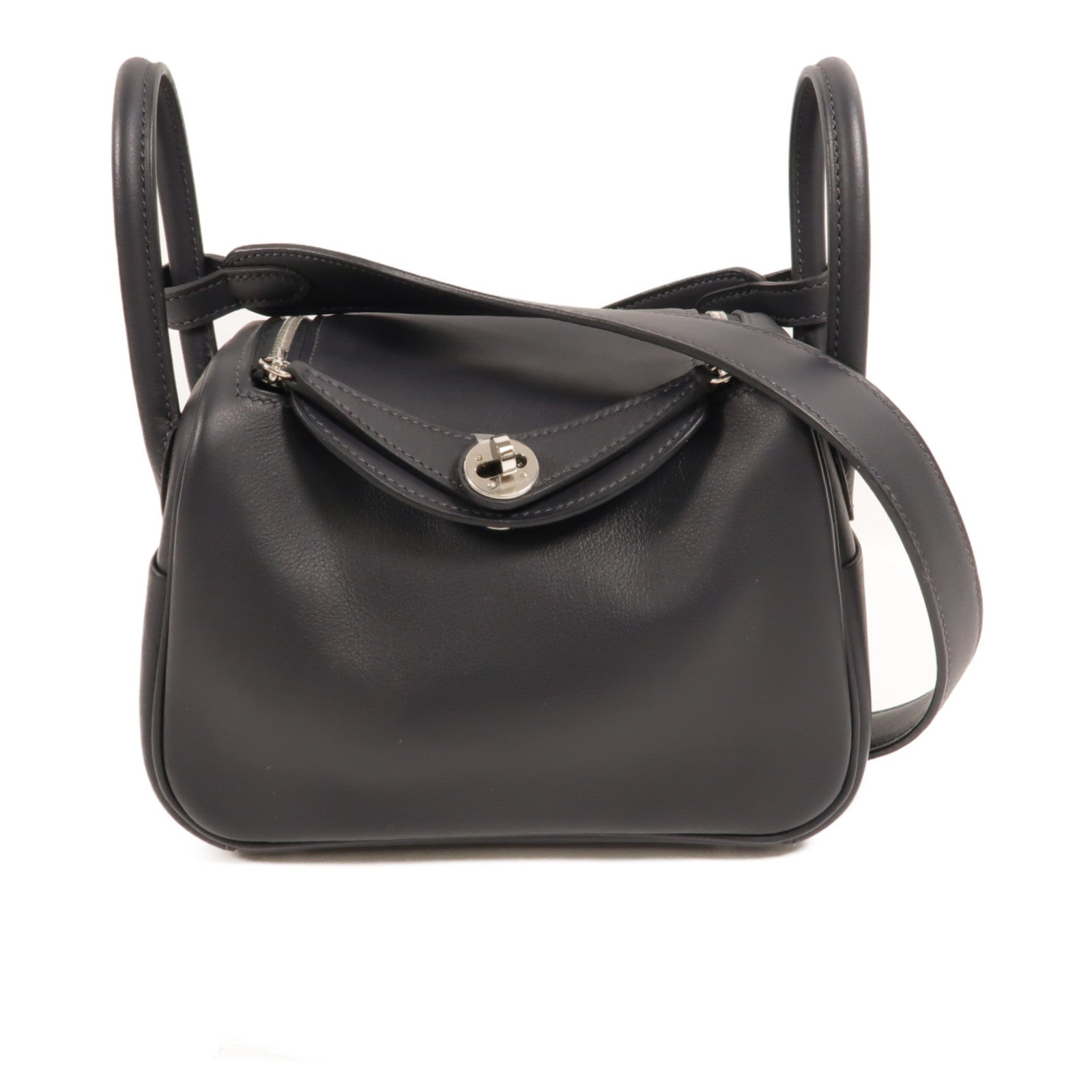 HERMES Swift皮革Mini Lindy金扣手挽肩背兩用袋Caban/Vert Vertigo