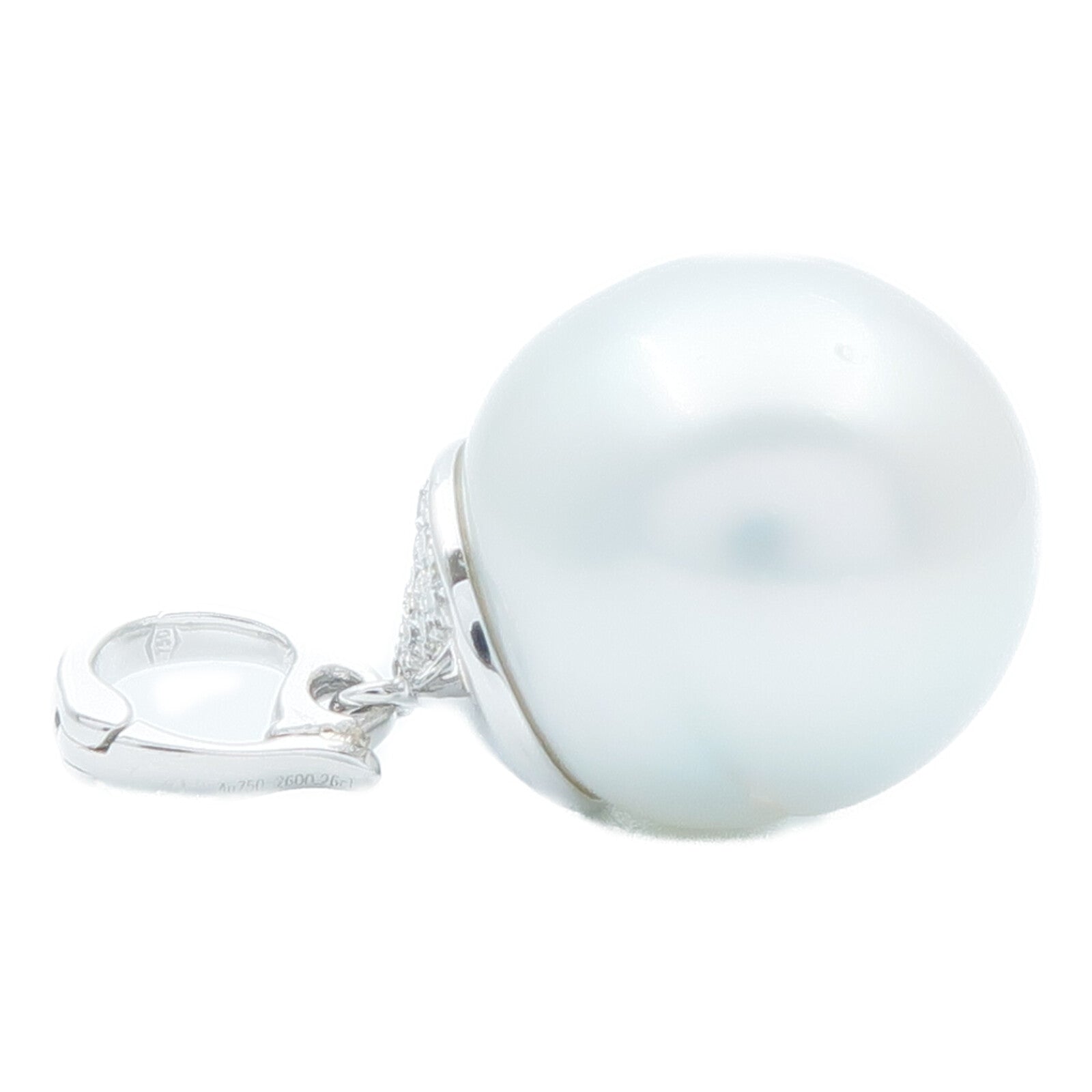 JEWELRY 18K白金Pearl Diamond Pendant Top珍珠/鑽石吊墜