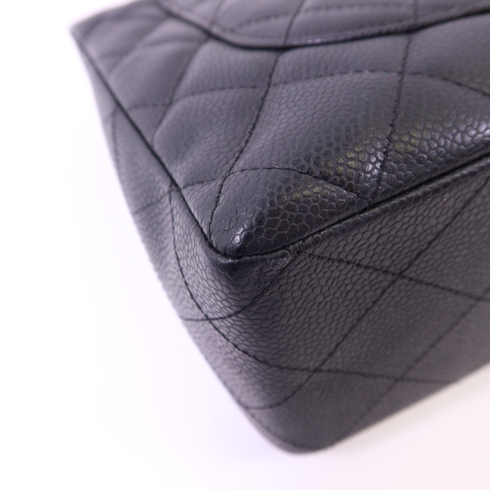 CHANEL 牛皮皮革Large Classic銀扣鏈帶肩背袋