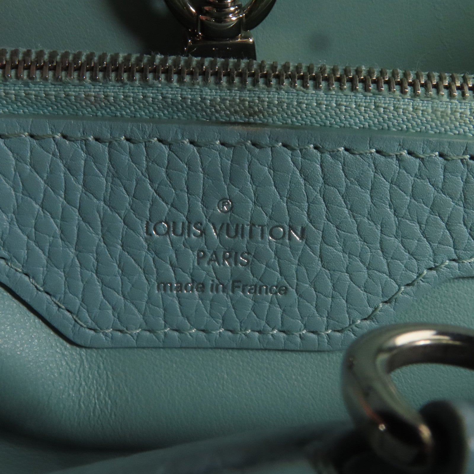 LOUIS VUITTON LV SHW Capuciness MM Handbag M48864 Calfskin Leather Black/Green
