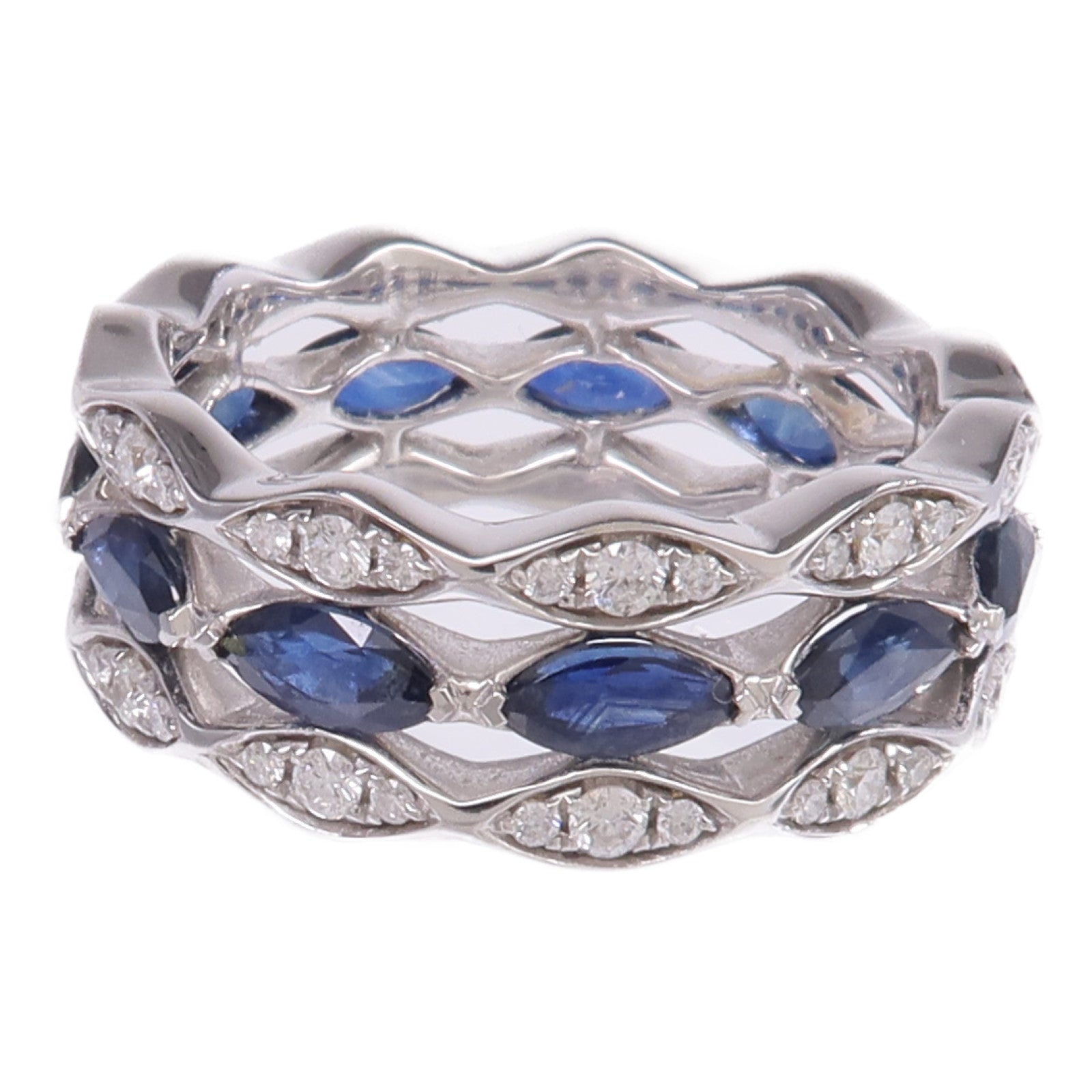 JEWELRY 18K白金Sapphire Diamond Ring藍寶石/鑽石戒指US#8.75