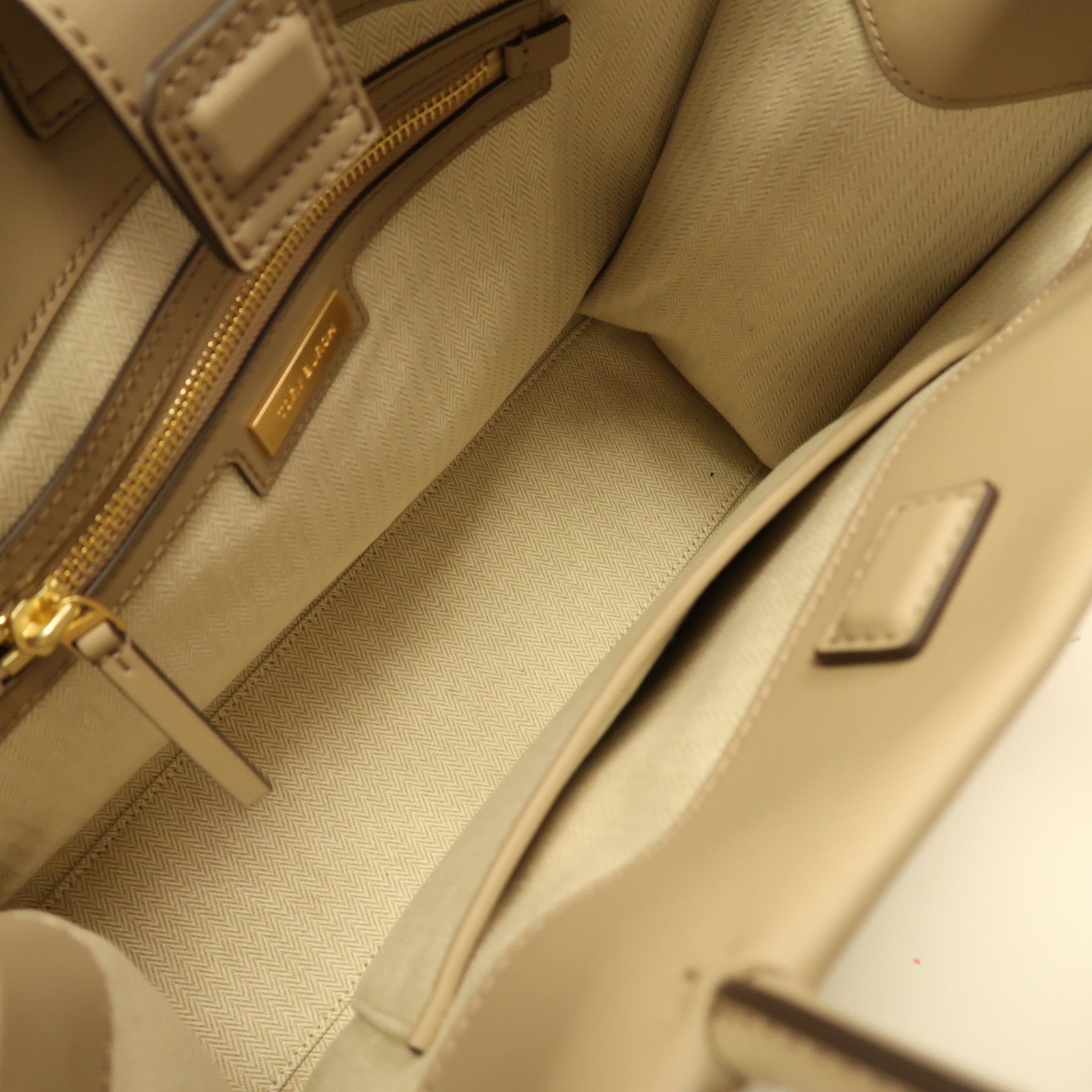 Tory Burch 牛皮皮革Shoulder Bag金扣手挽肩背兩用袋奶茶色