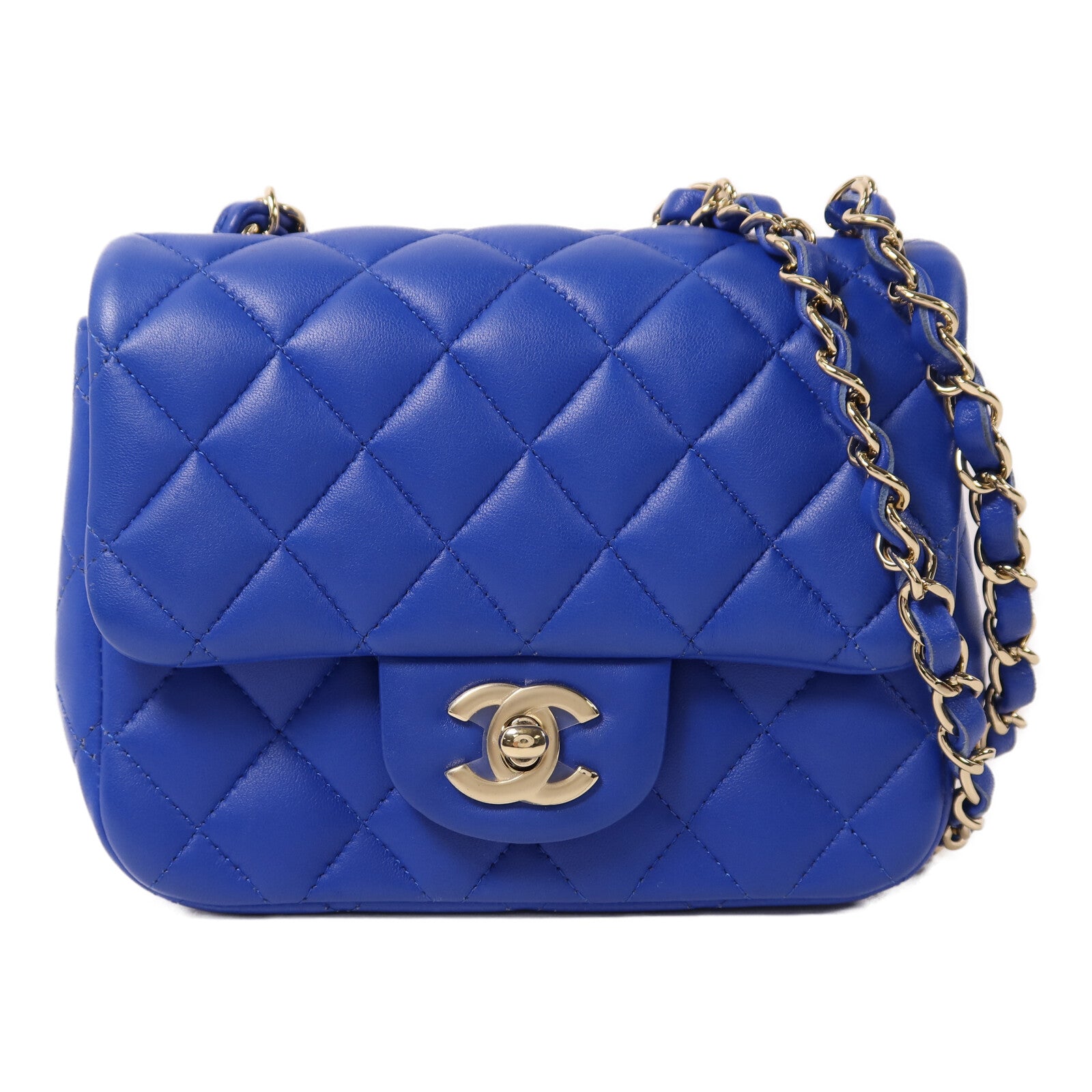 CHANEL 羊皮皮革Mini Classic 17金扣鏈帶肩背袋