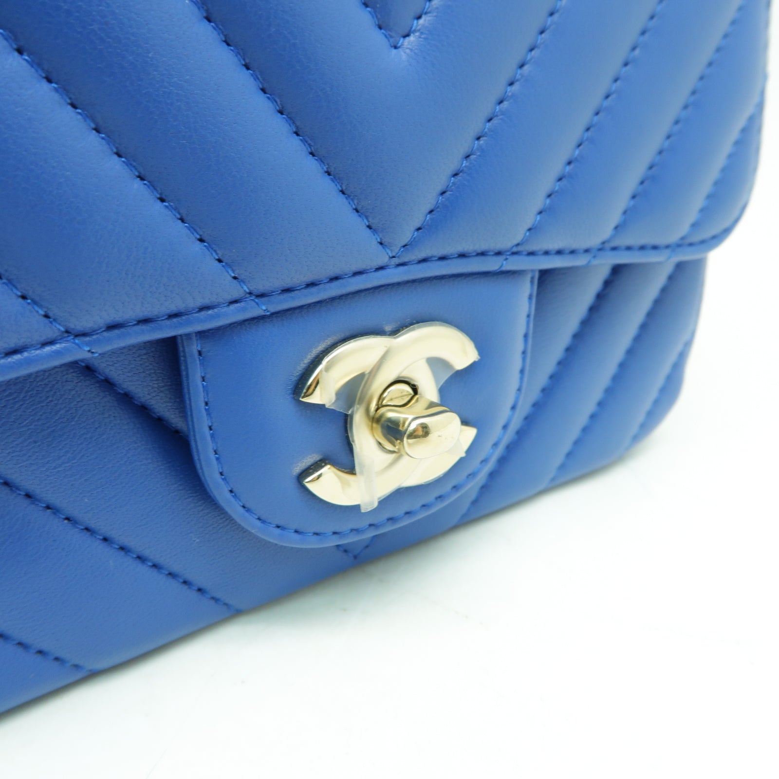 CHANEL 【激減優惠】羊皮皮革Classic Flap Mini 17金扣鏈帶肩背袋藍色