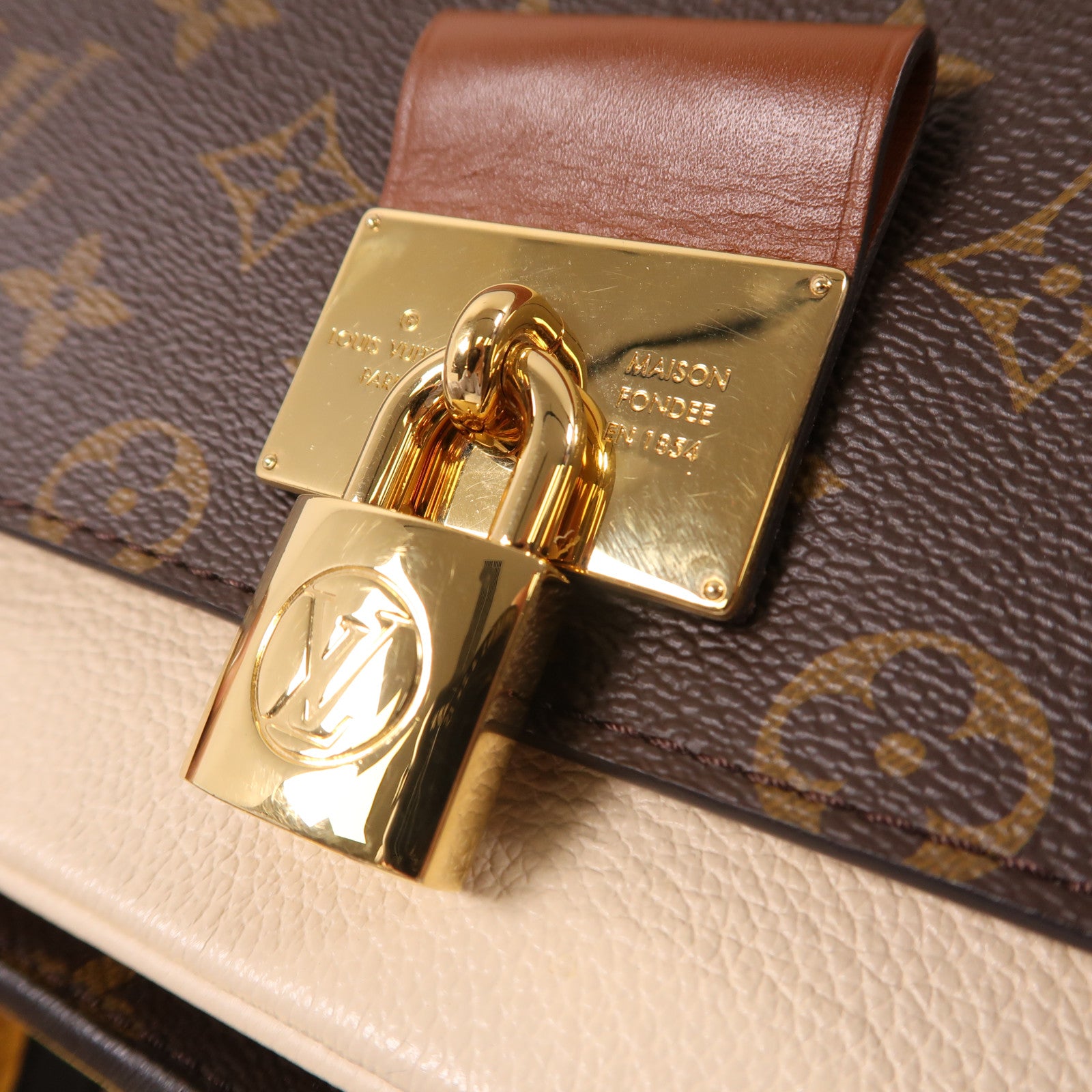 LOUIS VUITTON Monogram Vaugirard金扣手挽肩背兩用袋啡色/米色