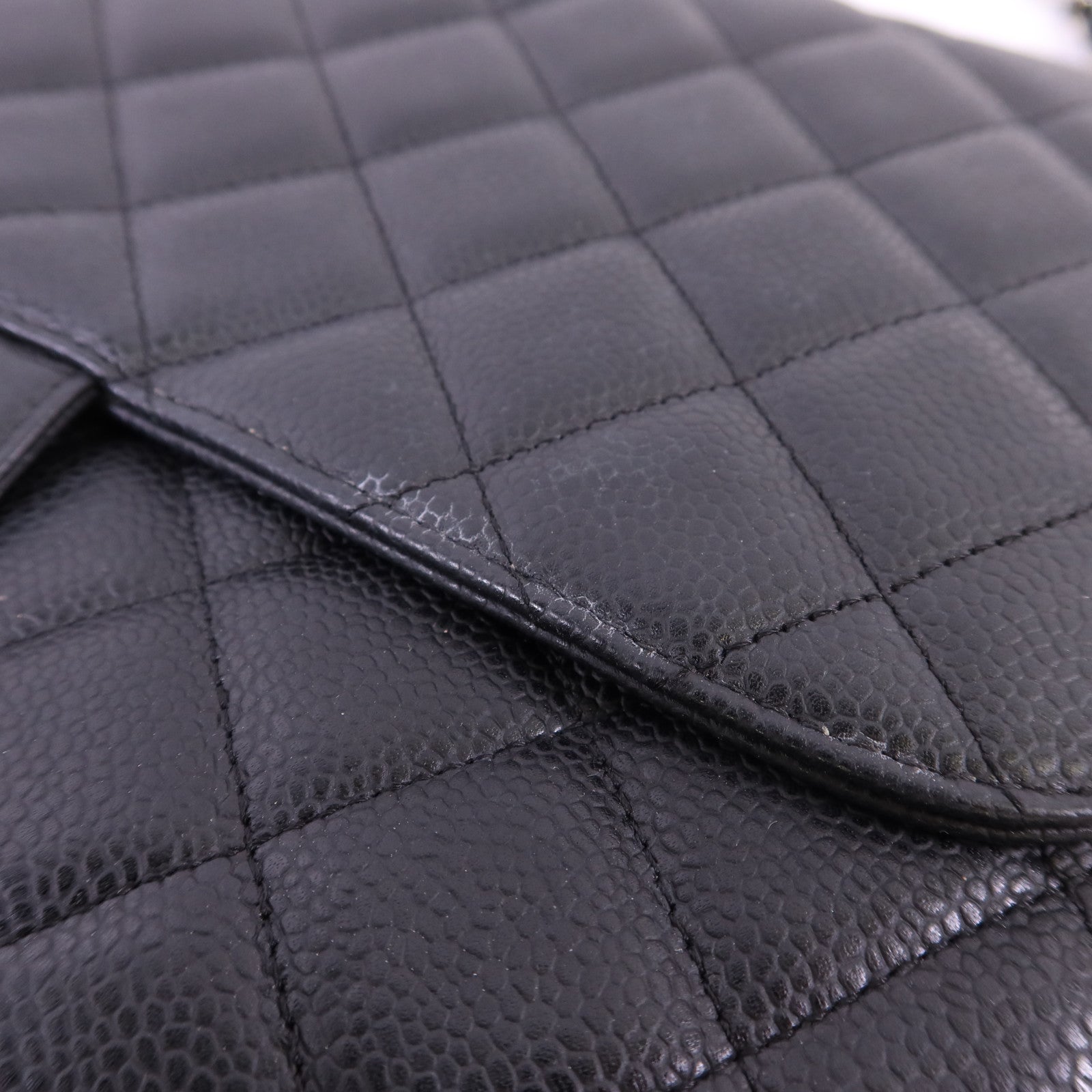 CHANEL 牛皮皮革Large Classic銀扣鏈帶肩背袋