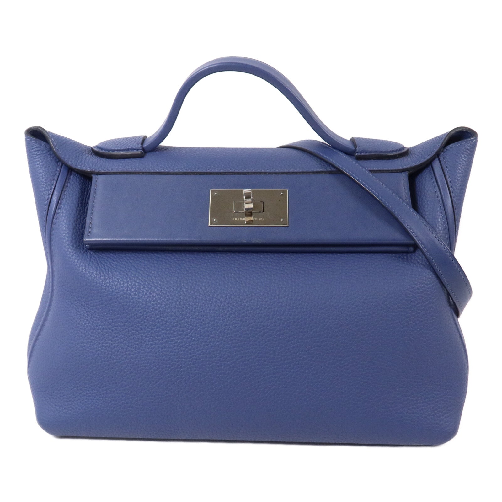 HERMES Togo皮革24/24 29cm手挽肩背兩用袋Bleu Brighton