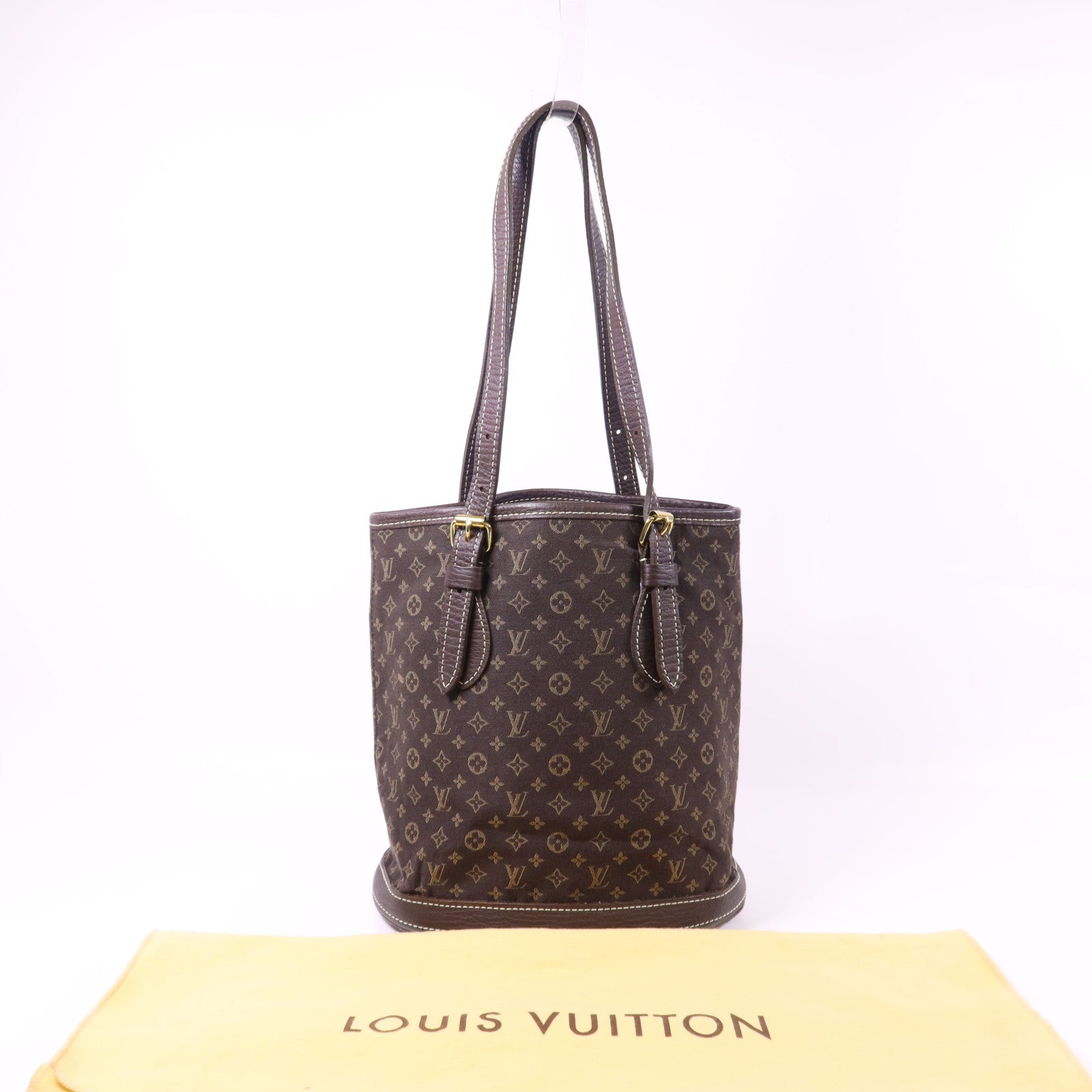 LOUIS VUITTON Monogram Mini Lin Bucket PM金扣肩背袋