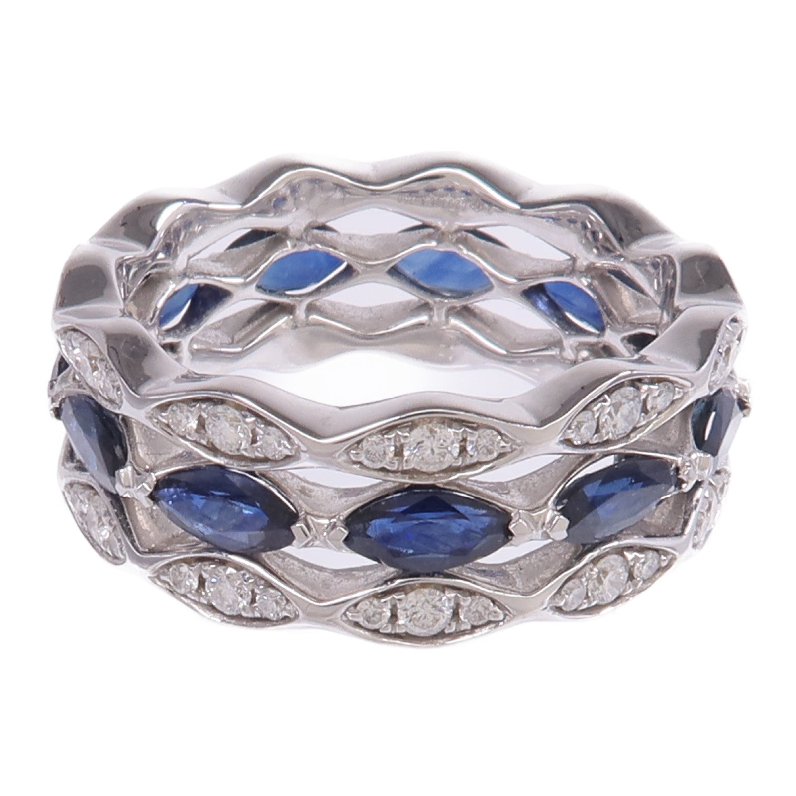 JEWELRY 18K白金Sapphire Diamond Ring藍寶石/鑽石戒指US#8.75