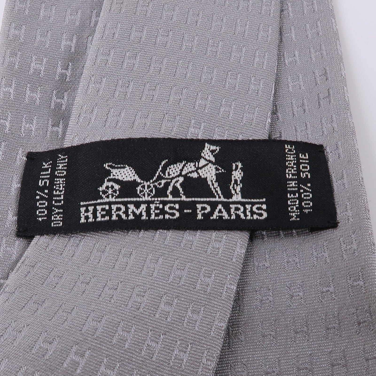 HERMES 絲質Tie領帶灰色