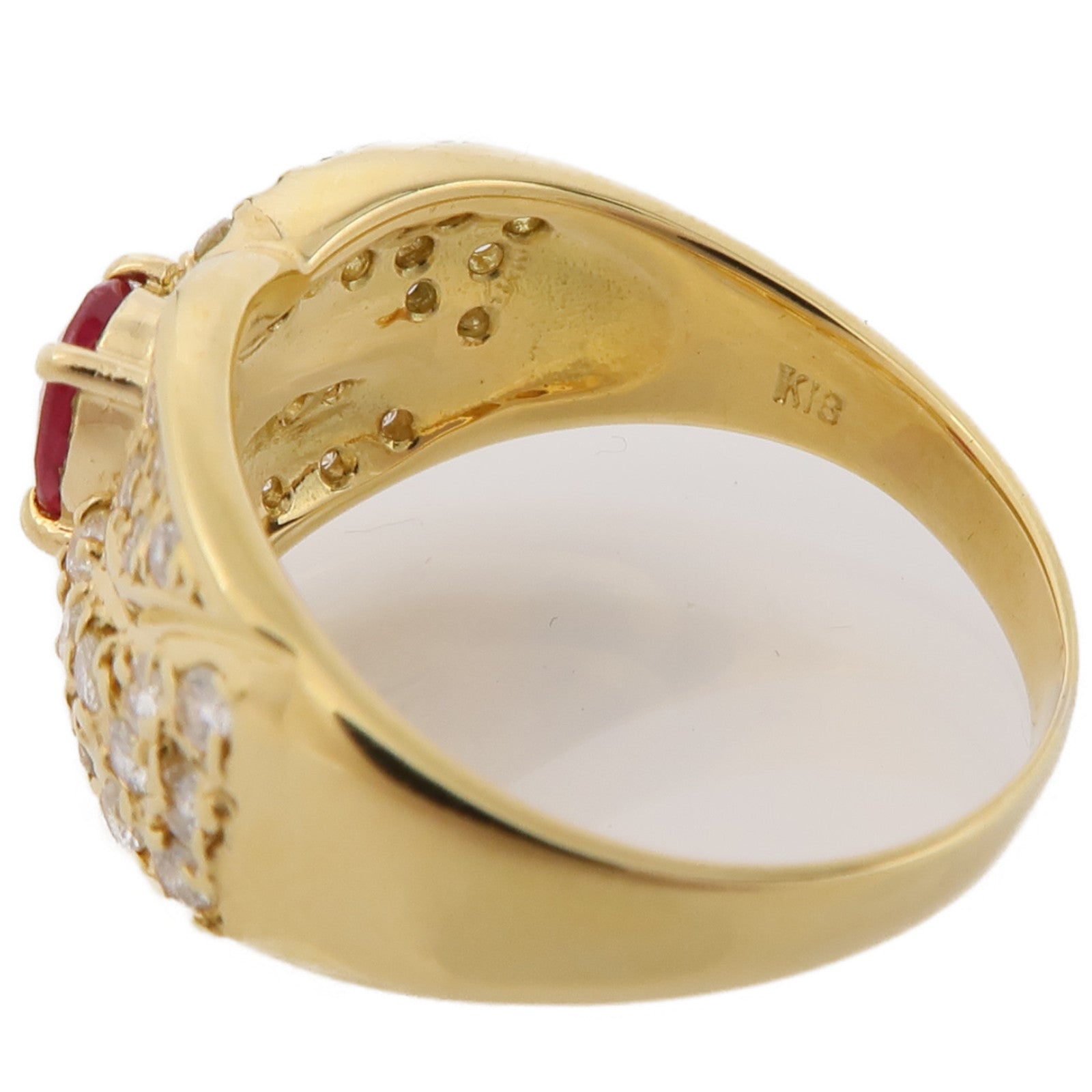 JEWELRY Ruby Diamond Ring 18K Yellow Gold US#6.75