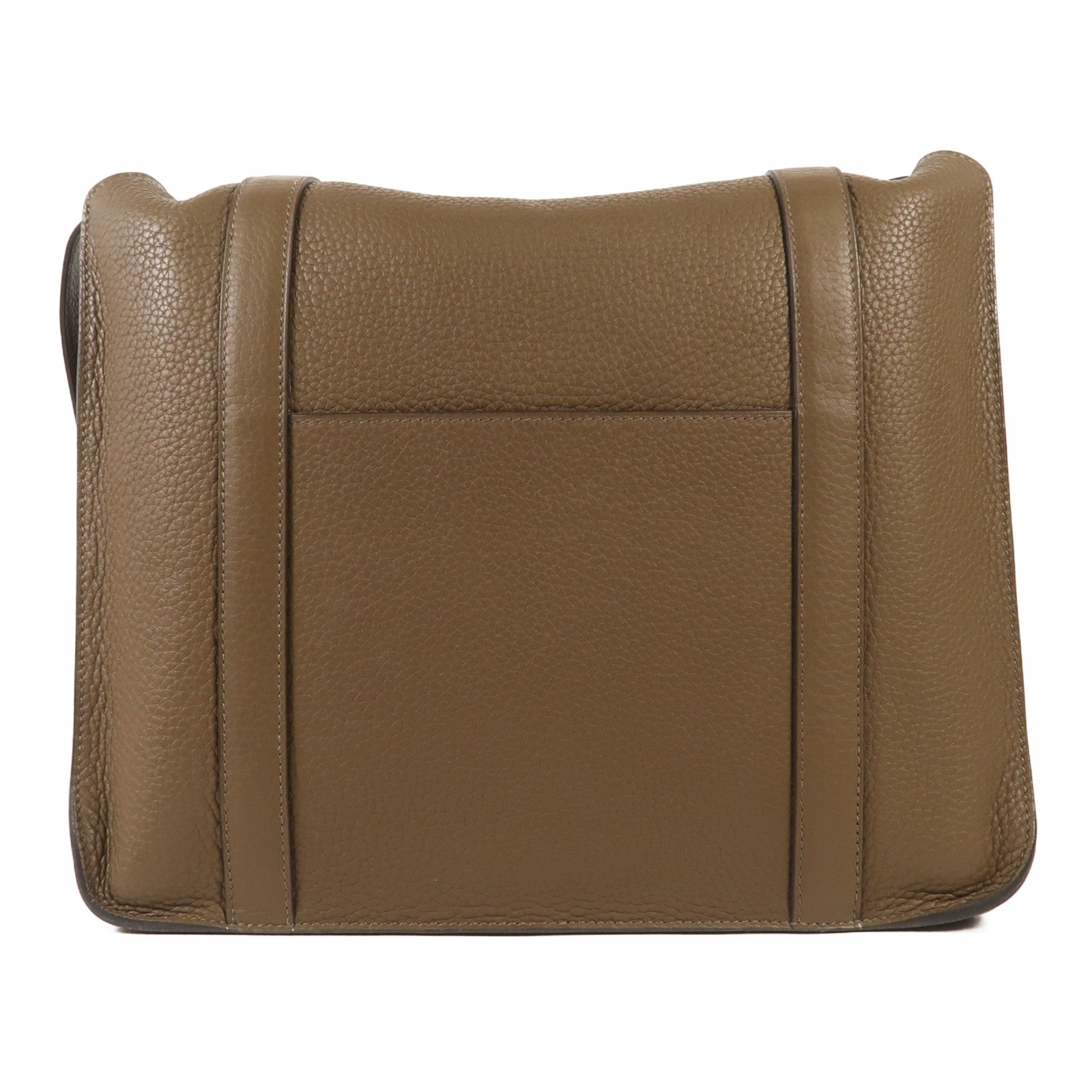 HERMES 【激減優惠】Clemence皮革Steve 35銀扣肩背袋Taupe