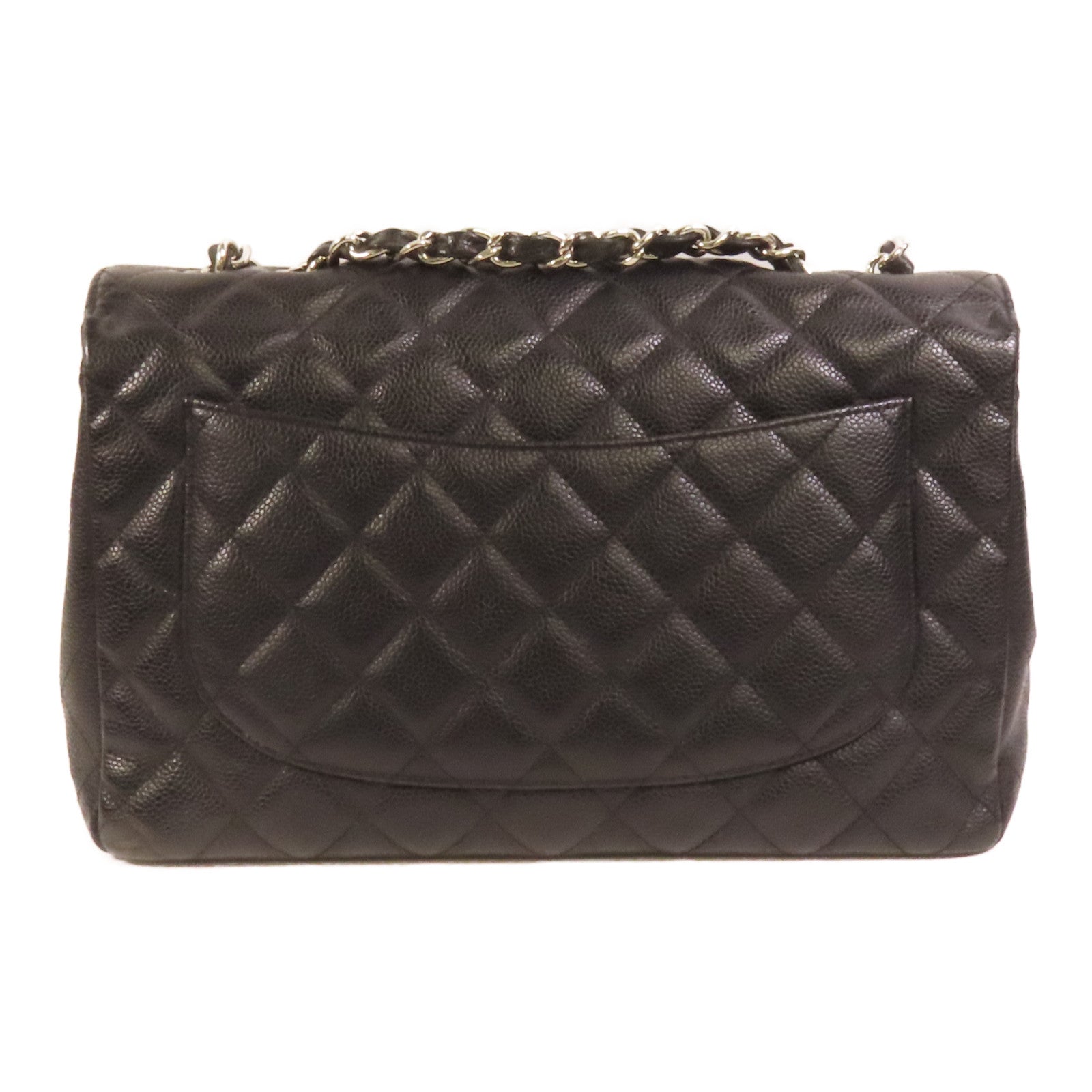 CHANEL 牛皮皮革Large Classic銀扣肩背袋