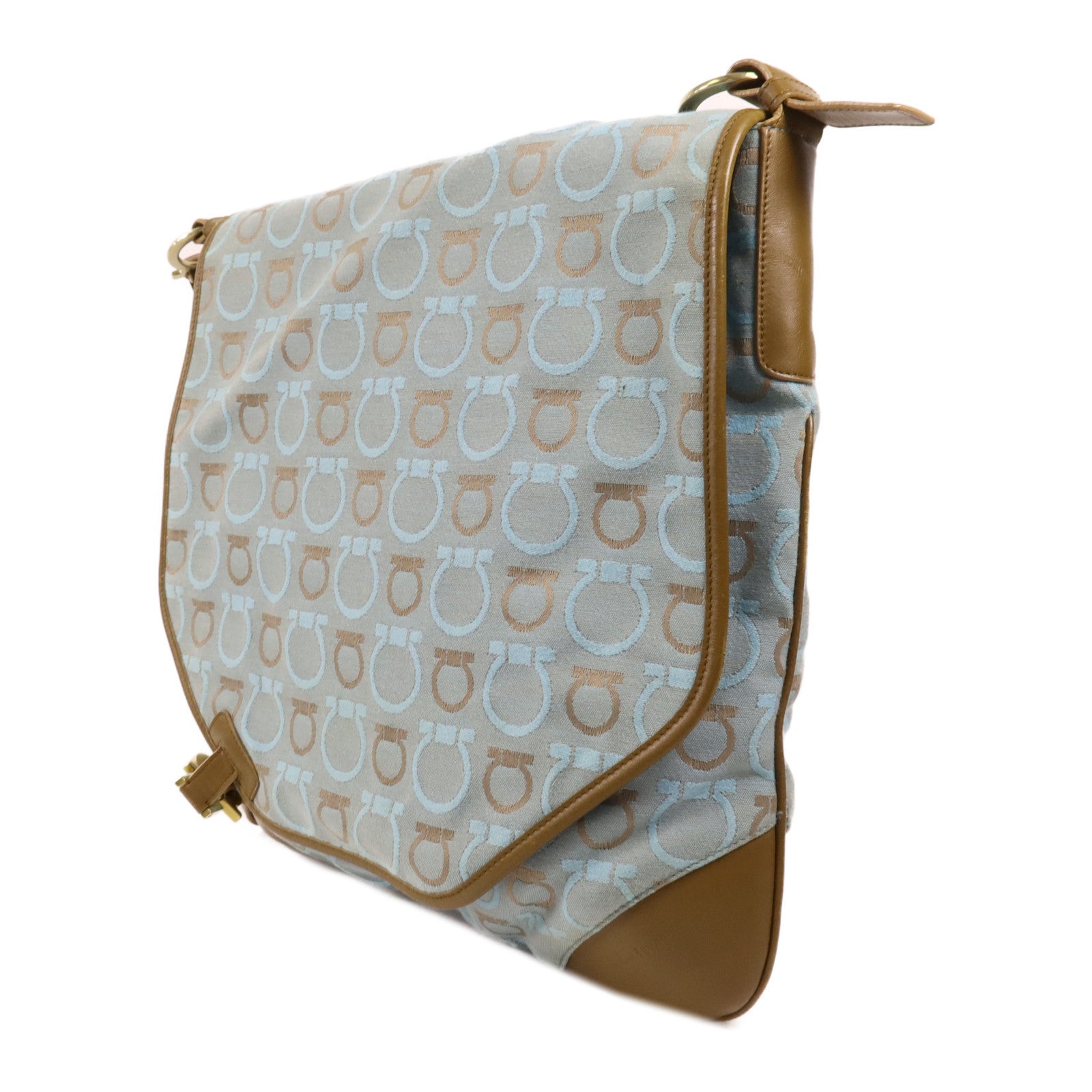 Salvatore Ferragamo 帆布Shoulder Bag金扣肩背袋