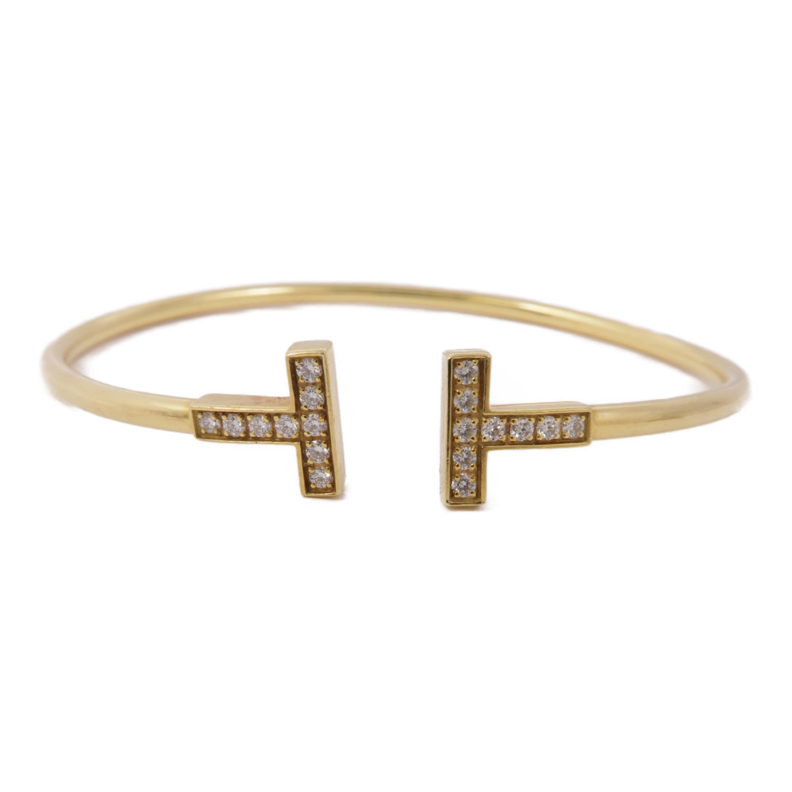TIFFANY＆CO 18K黃金/鑽石T Wire Bracelet手鐲