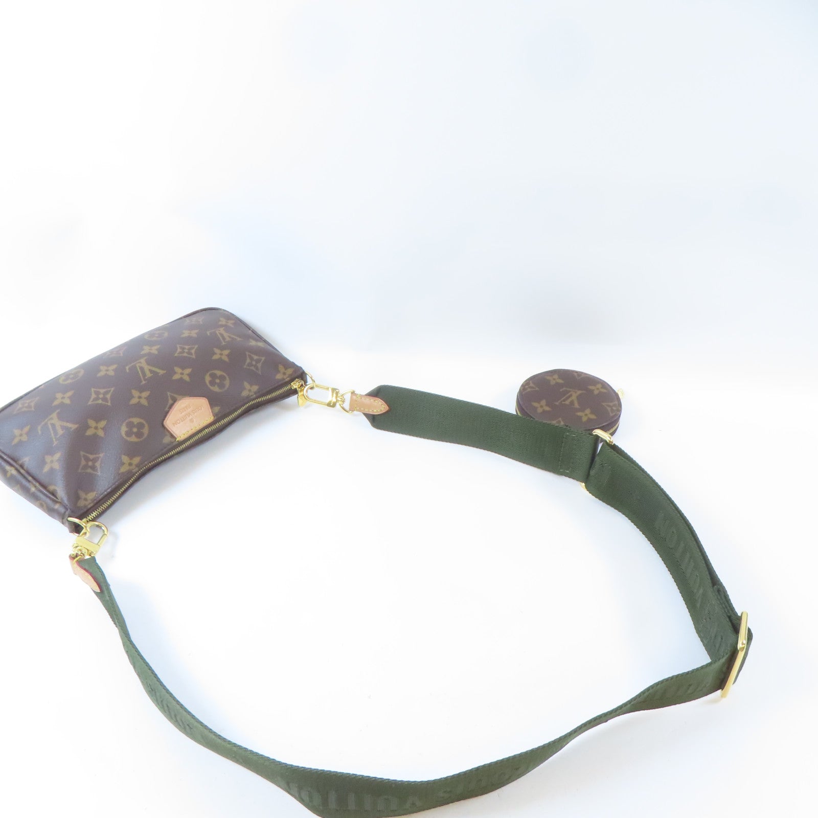 LOUIS VUITTON Monogram Multi Pochette Accessoires金扣手挽肩背兩用袋啡色