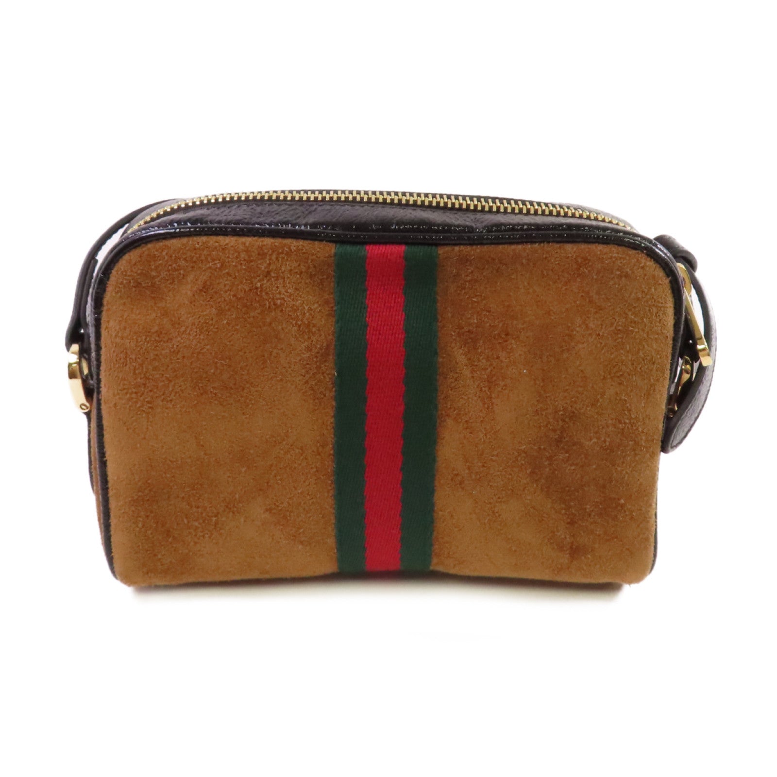 GUCCI 【激減優惠】麂皮皮革Sherry Ophidia Shoulder Bag 金扣肩背袋啡色/黑色