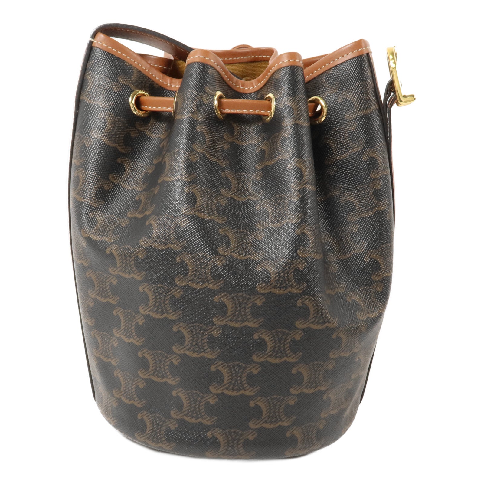 CELINE 塗層帆布Triomphe Drawstring Small Bucket肩背袋