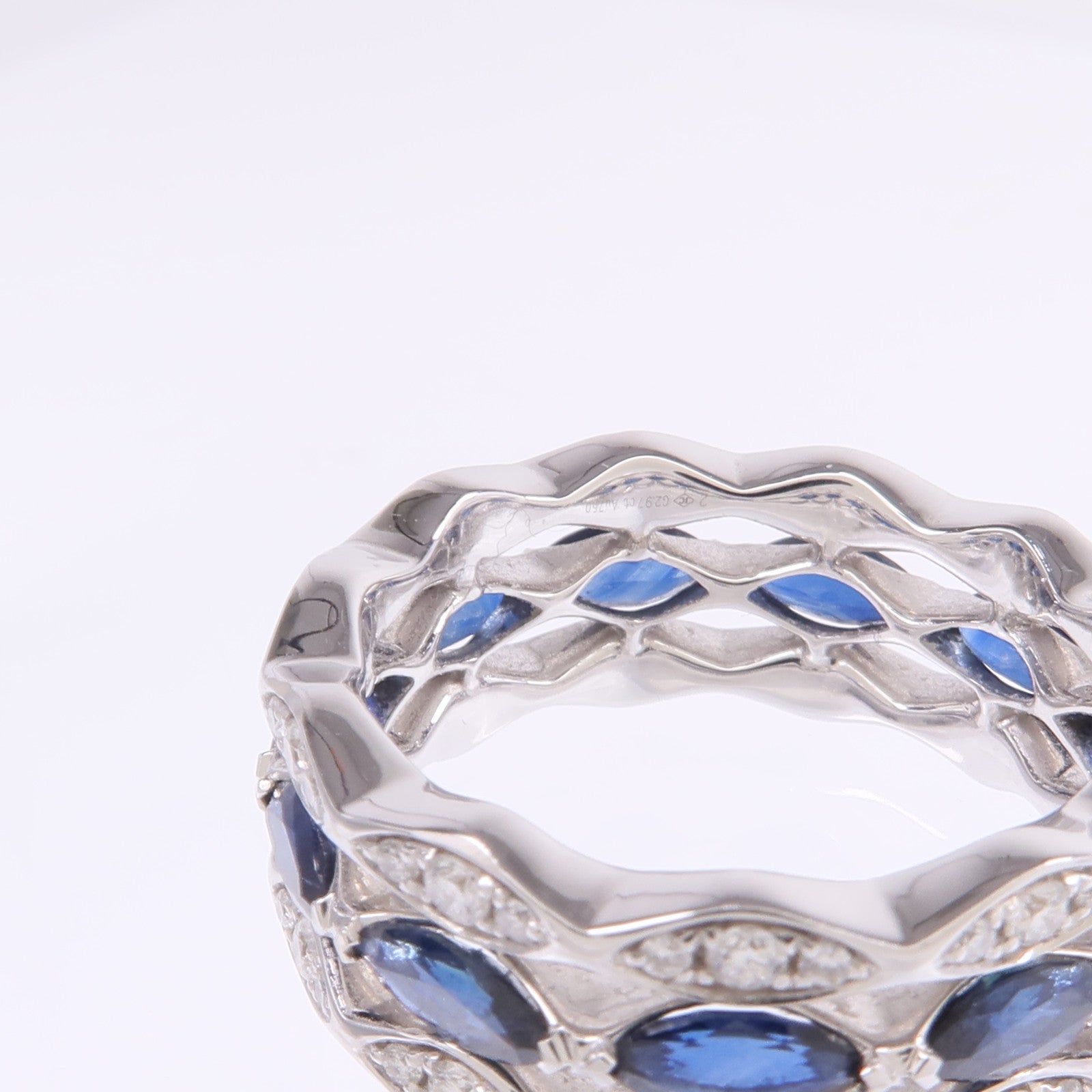 JEWELRY 18K白金Sapphire Diamond Ring藍寶石/鑽石戒指US#8.75