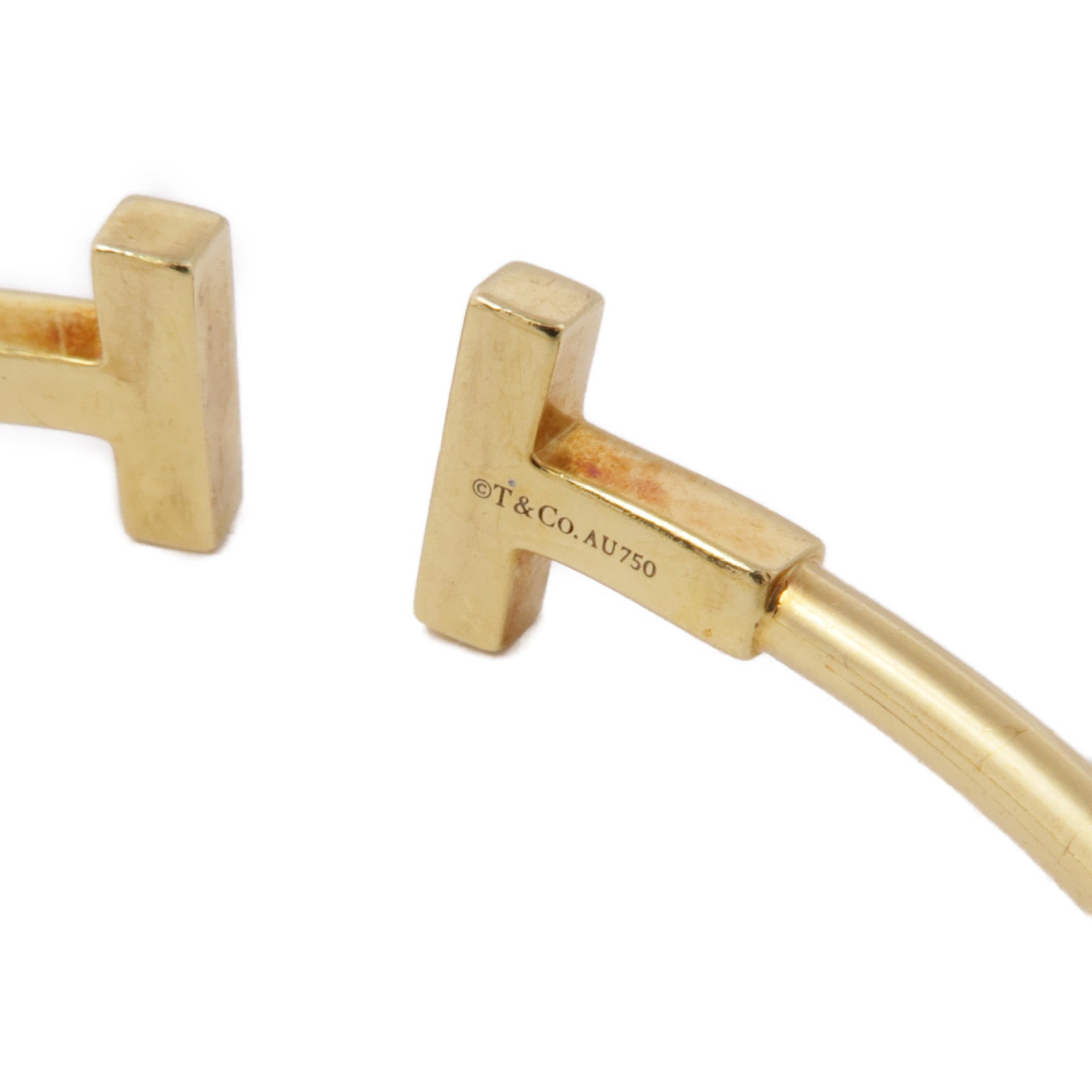 TIFFANY＆CO 18K黃金/鑽石T Wire Bracelet手鐲