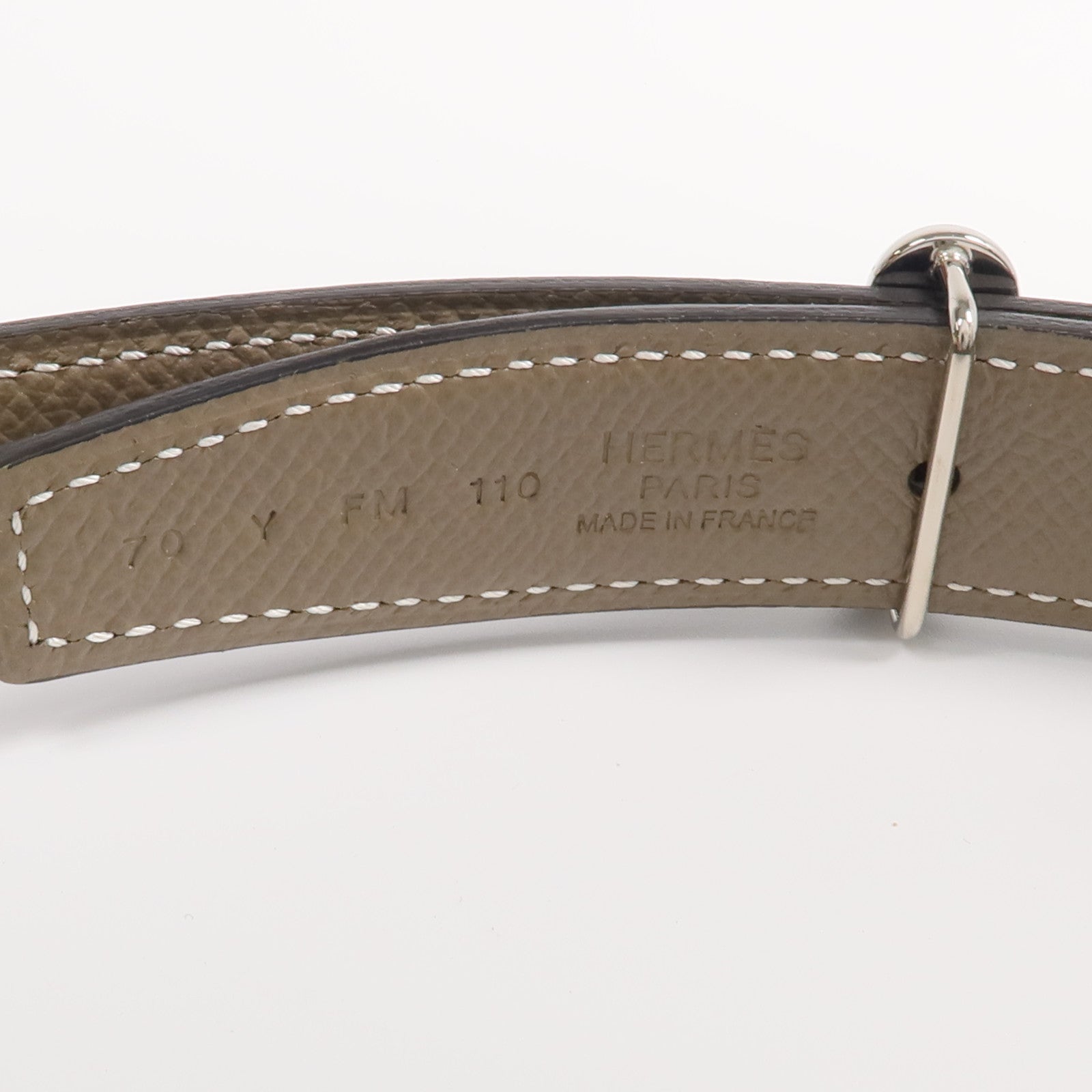 HERMES 【激減優惠】Epsom/Swift皮革Belt銀扣皮帶Etoupe/Noir