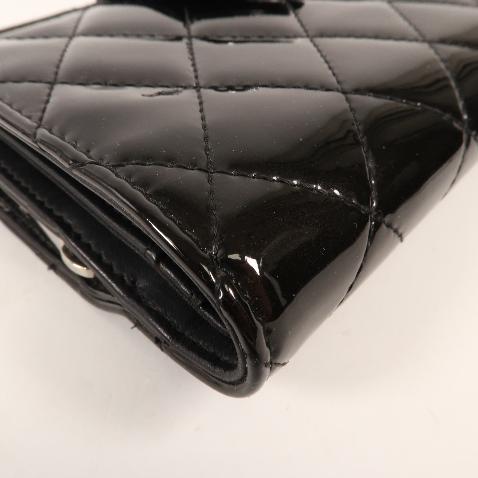 CHANEL 漆皮皮革Wallet銀扣錢包
