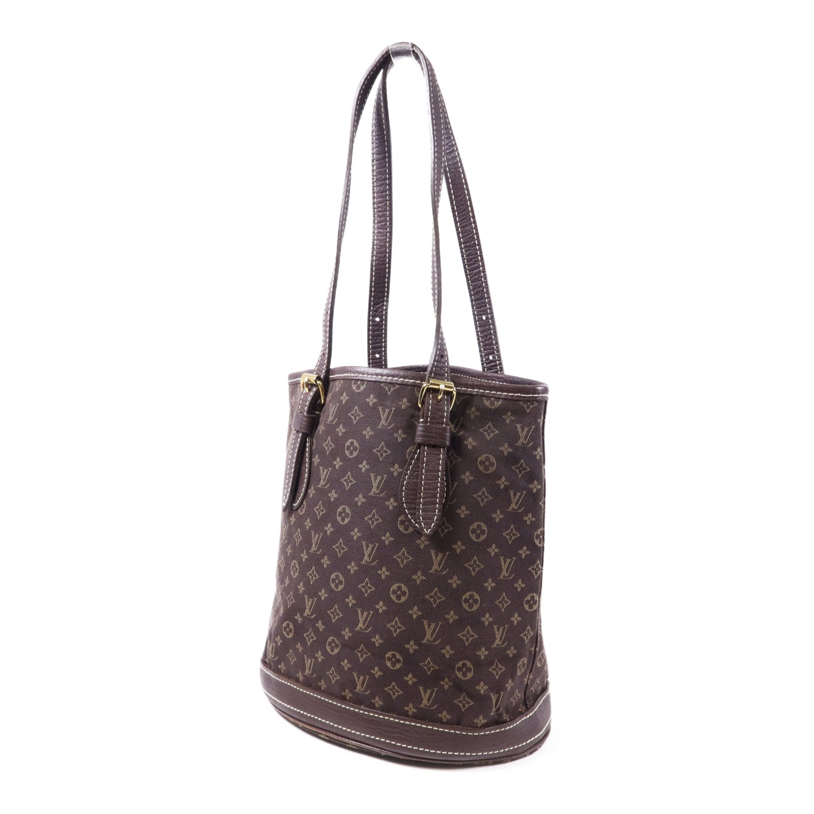 LOUIS VUITTON Monogram Mini Lin Bucket PM金扣肩背袋