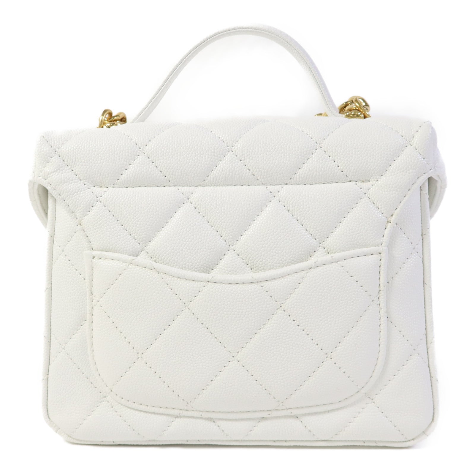CHANEL 牛皮皮革Vanity 23C金扣鏈帶手挽肩背兩用袋