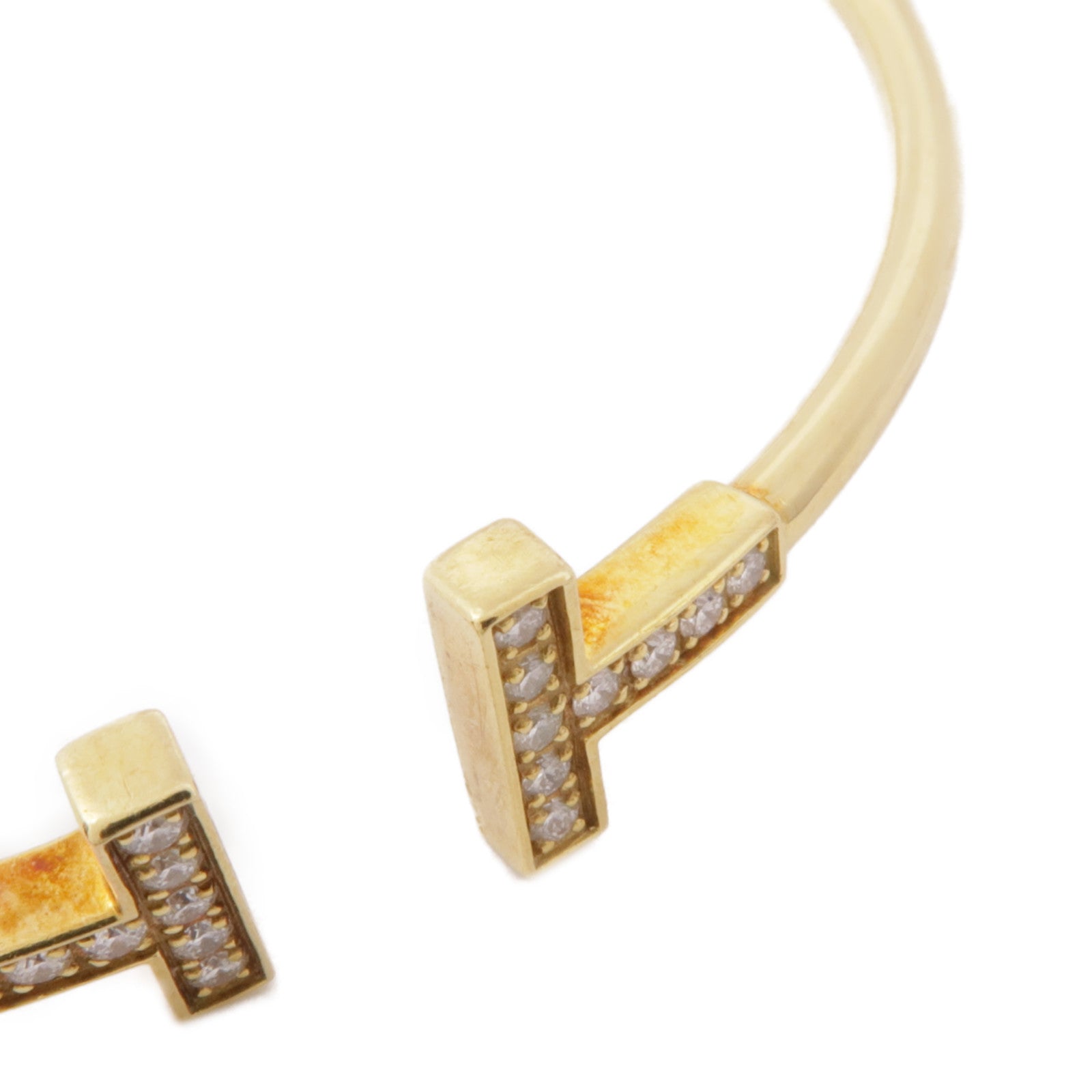 TIFFANY＆CO 18K黃金/鑽石T Wire Bracelet手鐲