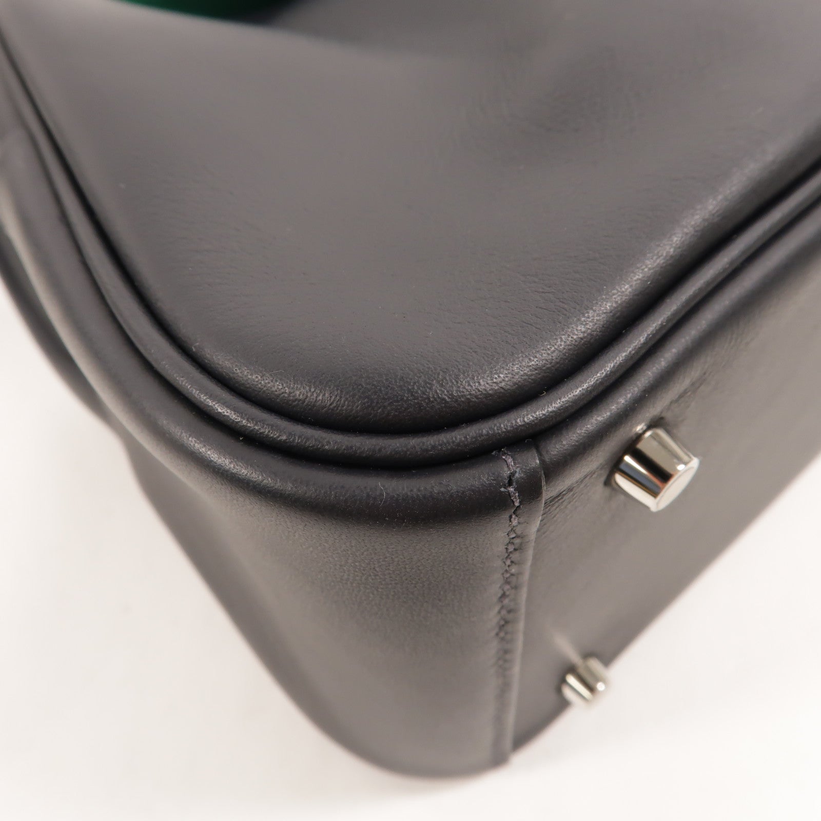 HERMES Swift皮革Mini Lindy金扣手挽肩背兩用袋Caban/Vert Vertigo