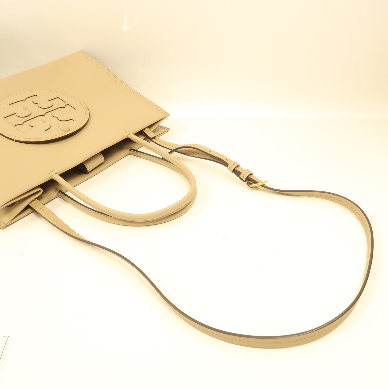 Tory Burch 牛皮皮革Shoulder Bag金扣手挽肩背兩用袋奶茶色