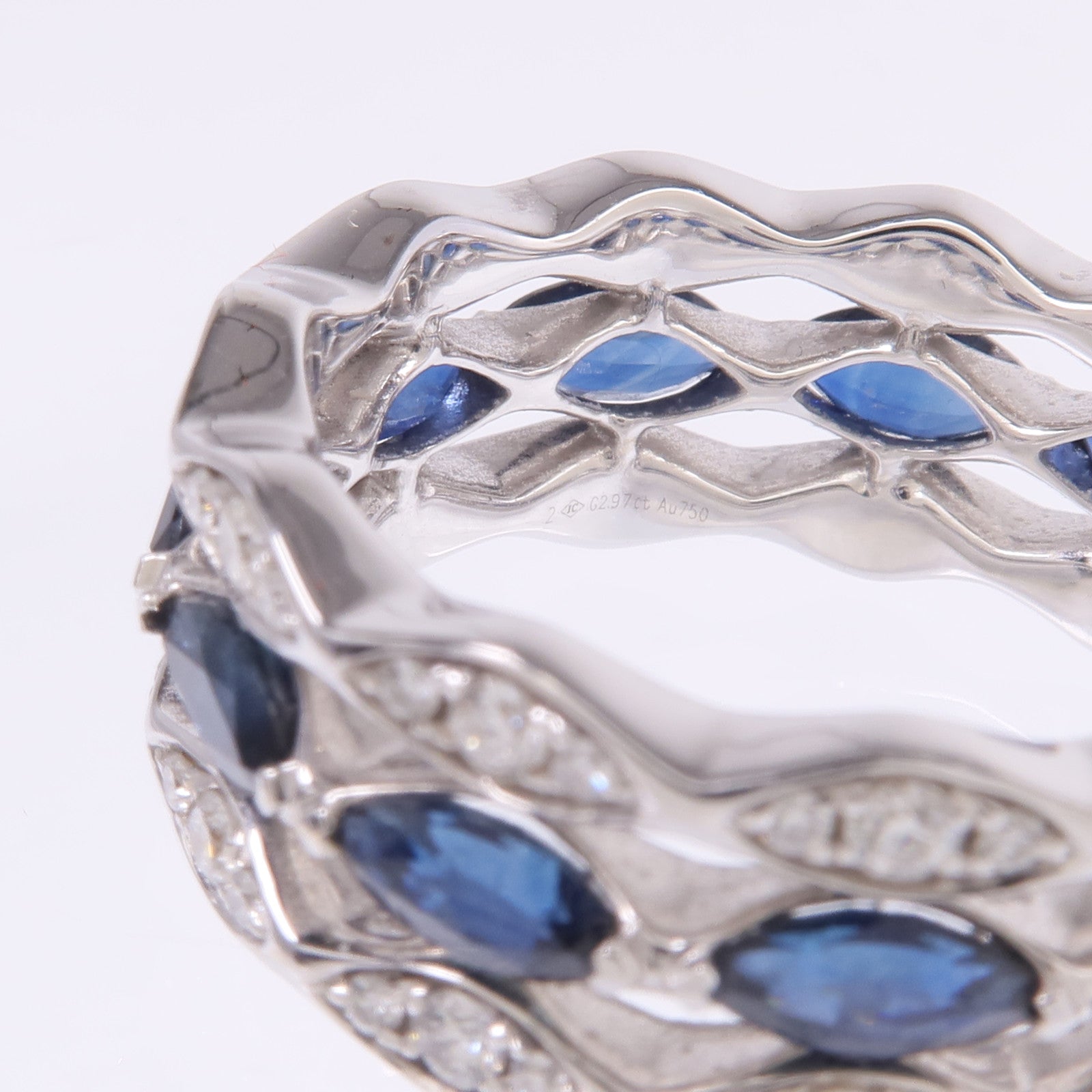 JEWELRY 18K白金Sapphire Diamond Ring藍寶石/鑽石戒指US#8.75