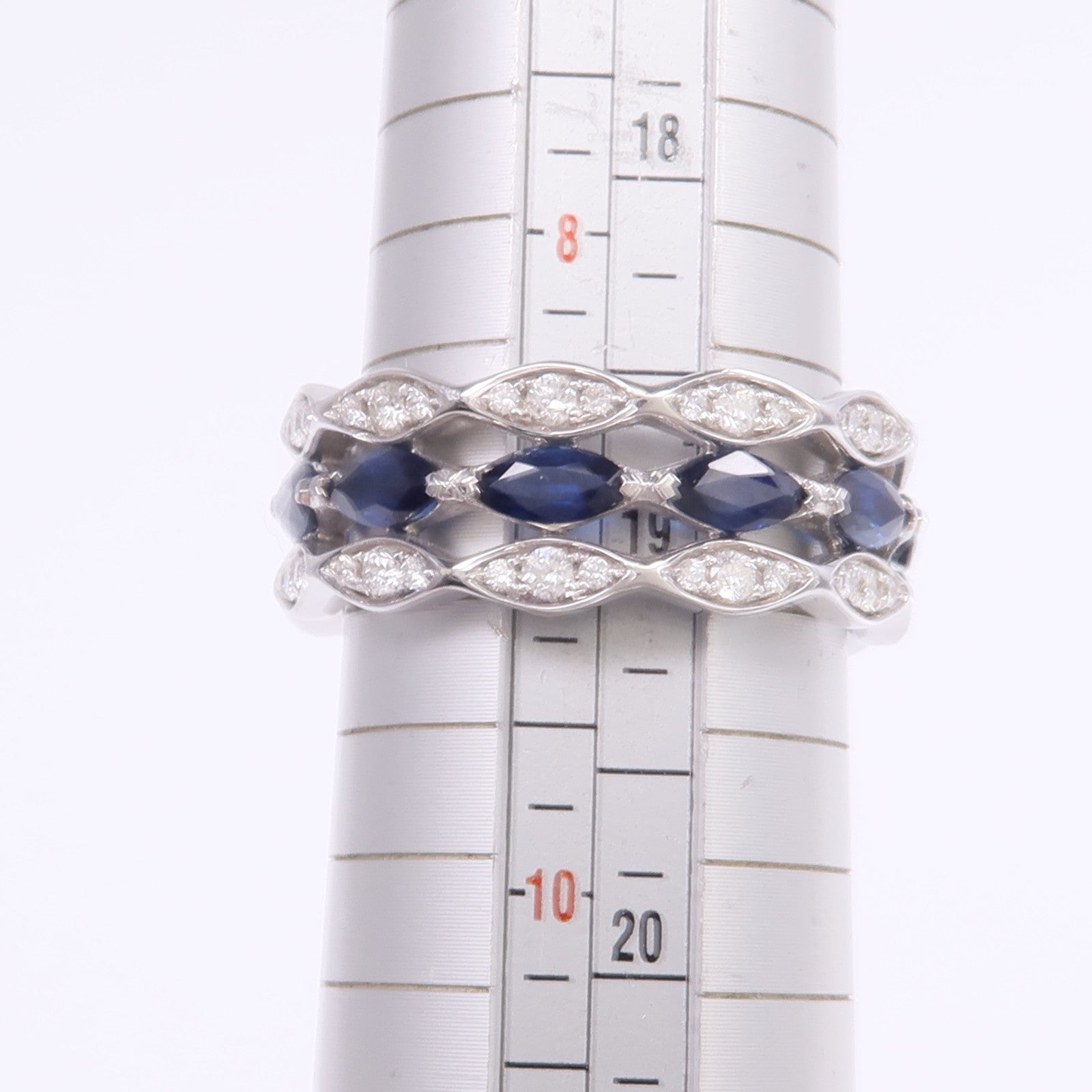 JEWELRY 18K白金Sapphire Diamond Ring藍寶石/鑽石戒指US#8.75