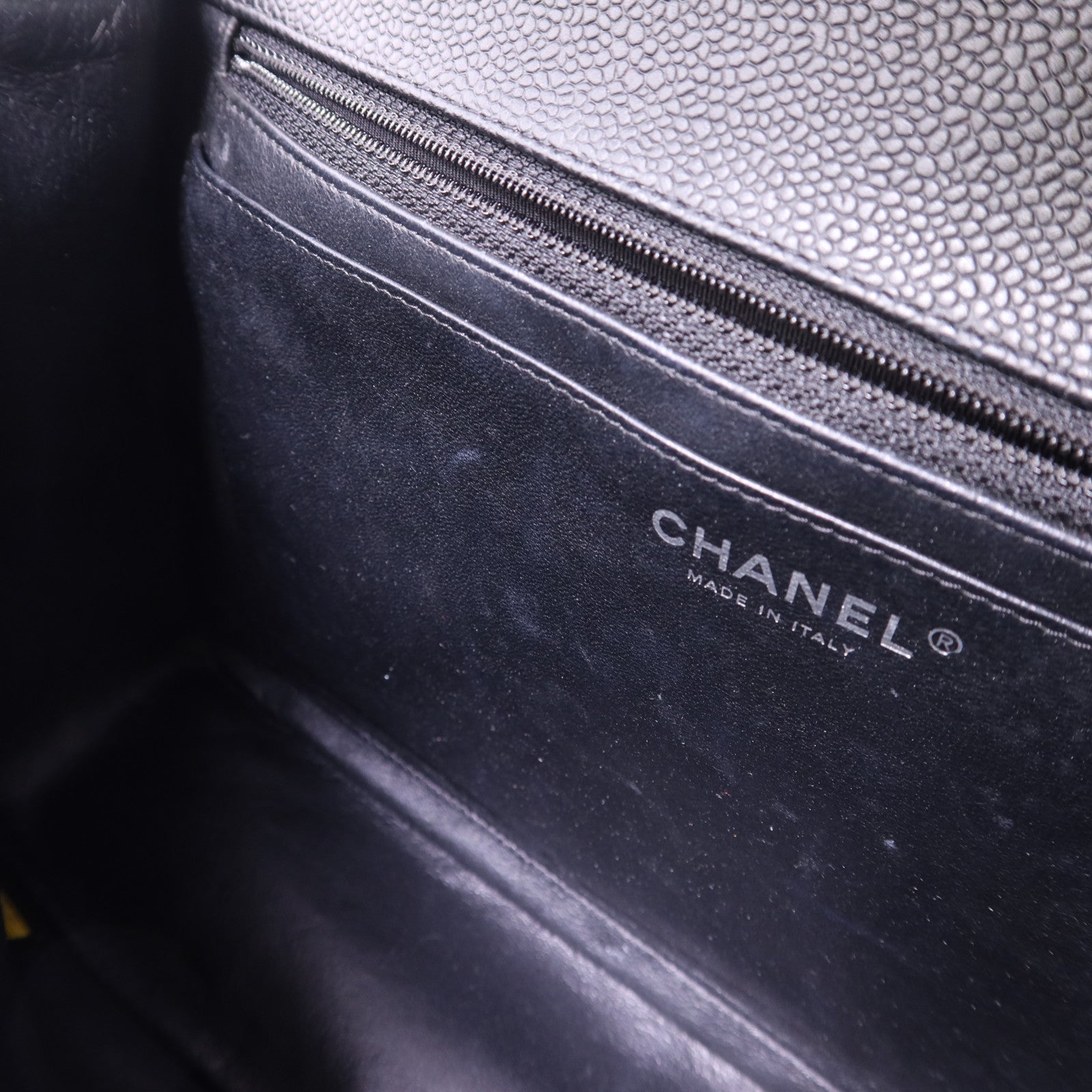 CHANEL 牛皮皮革Large Classic銀扣鏈帶肩背袋