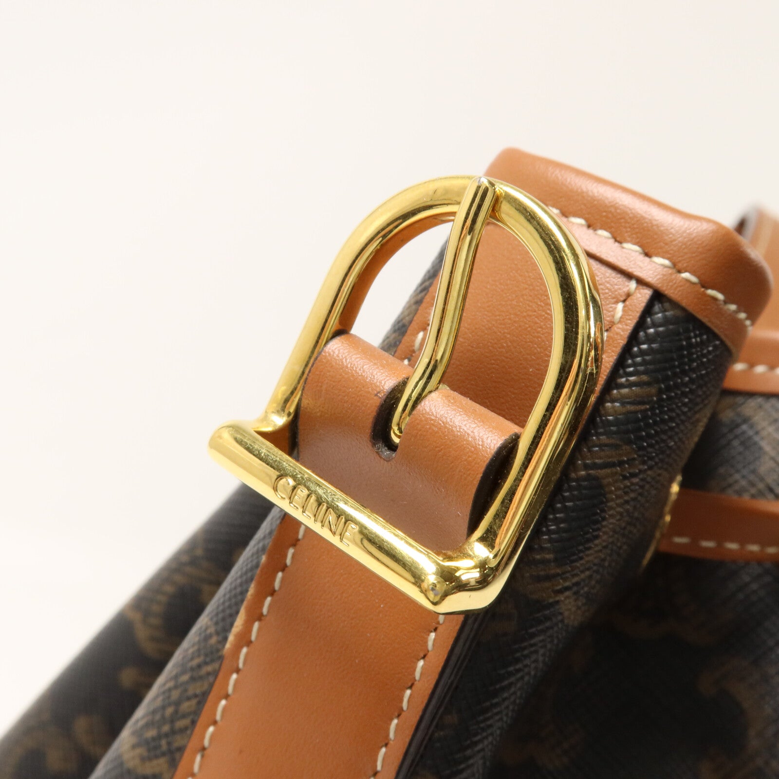 CELINE 塗層帆布Triomphe Drawstring Small Bucket肩背袋
